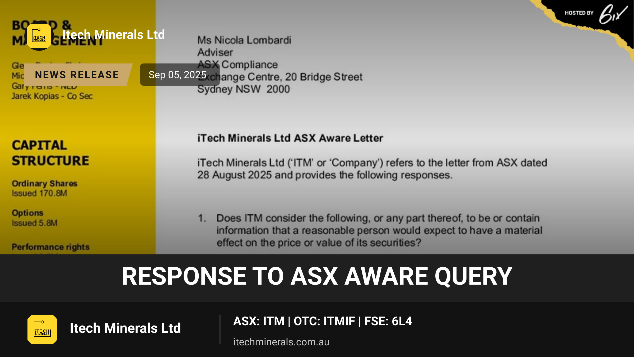 Response to ASX Aware Query