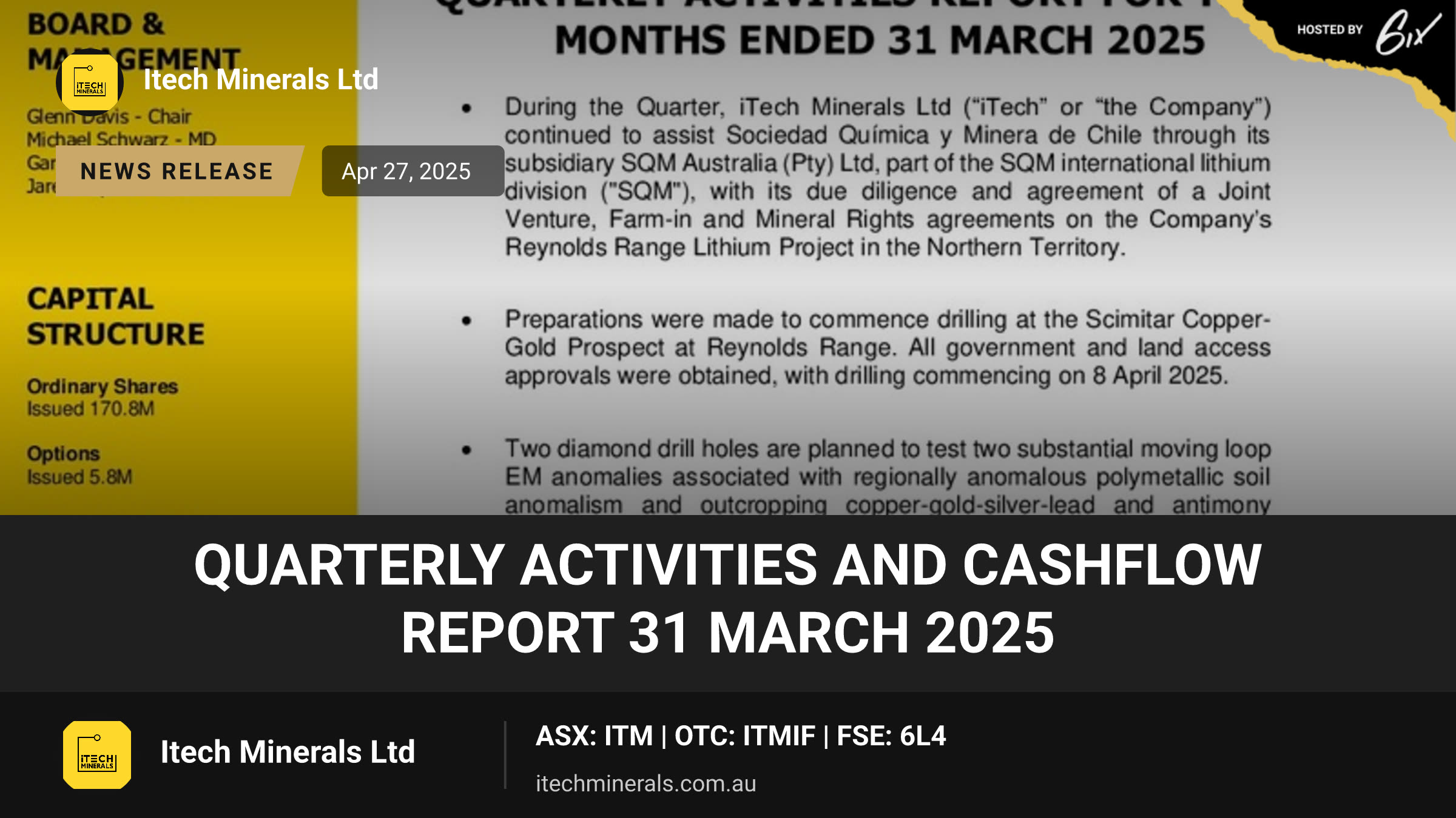 Quarterly Activities and Cashflow Report 31 March 2025