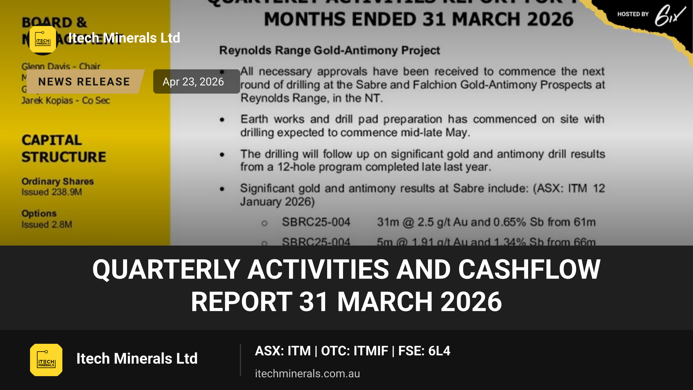 Quarterly Activities and Cashflow Report 31 March 2026