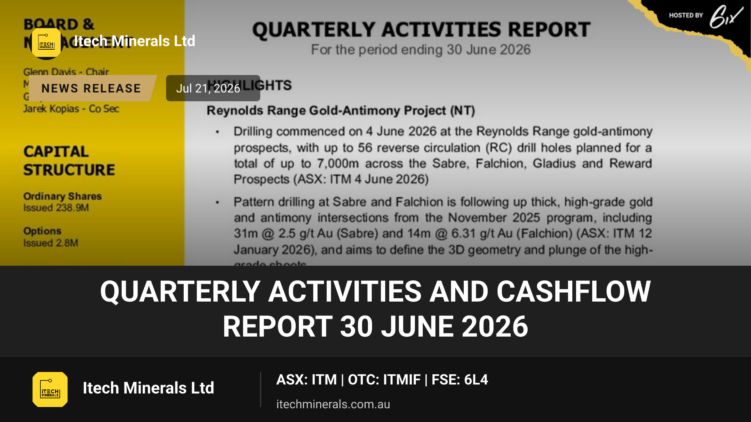 Quarterly Activities and Cashflow Report 30 June 2026