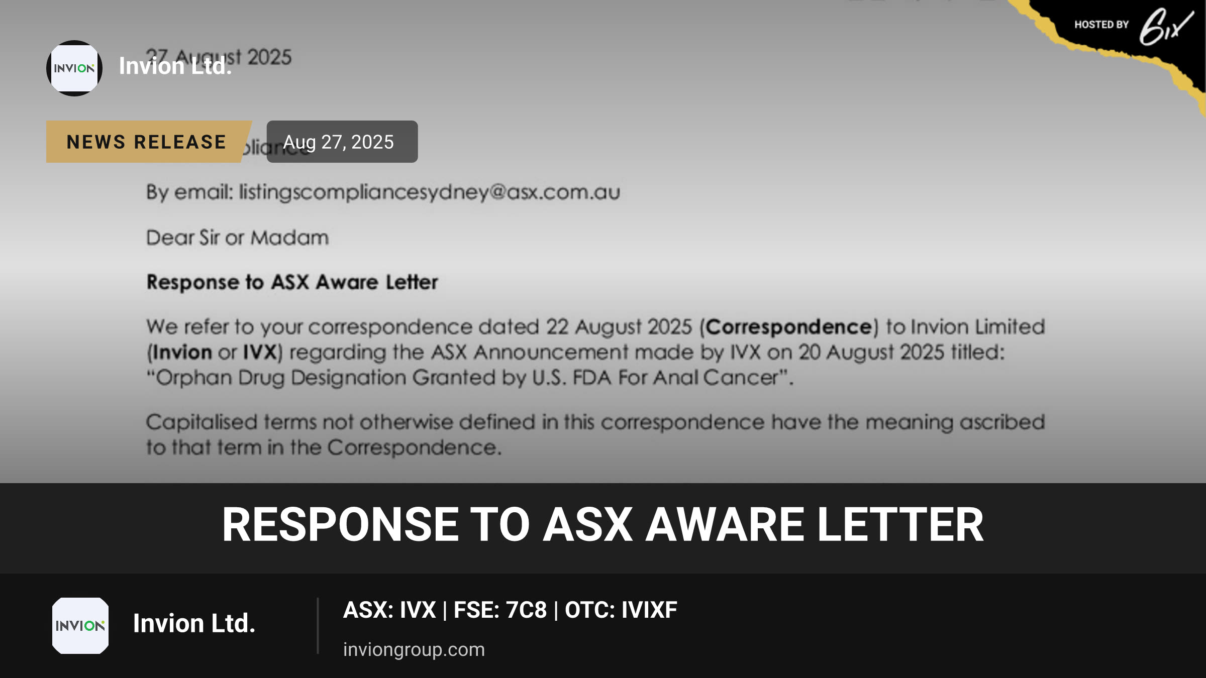 Response to ASX Aware Letter