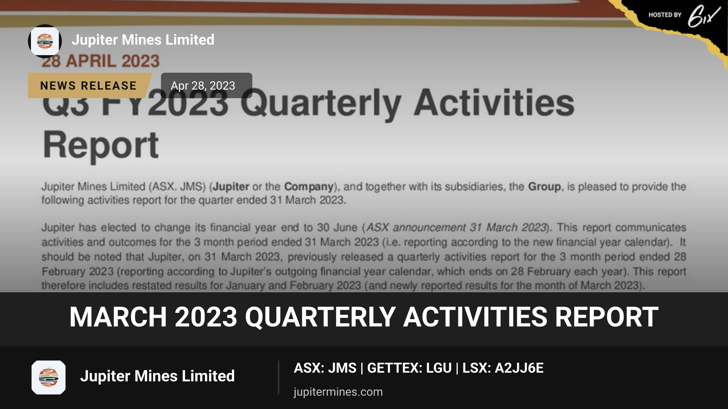 March 2023 Quarterly Activities Report