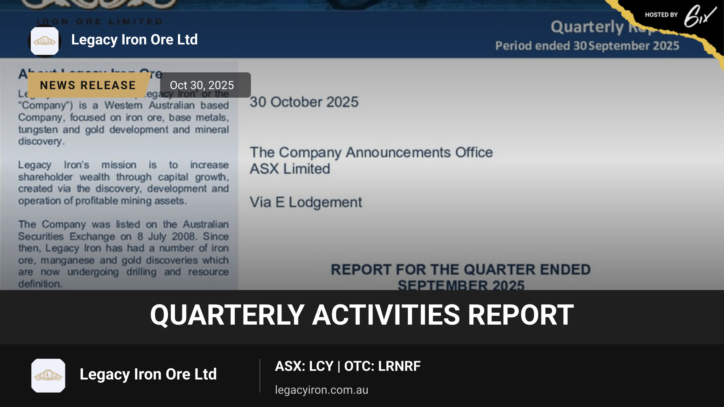 Quarterly Activities Report