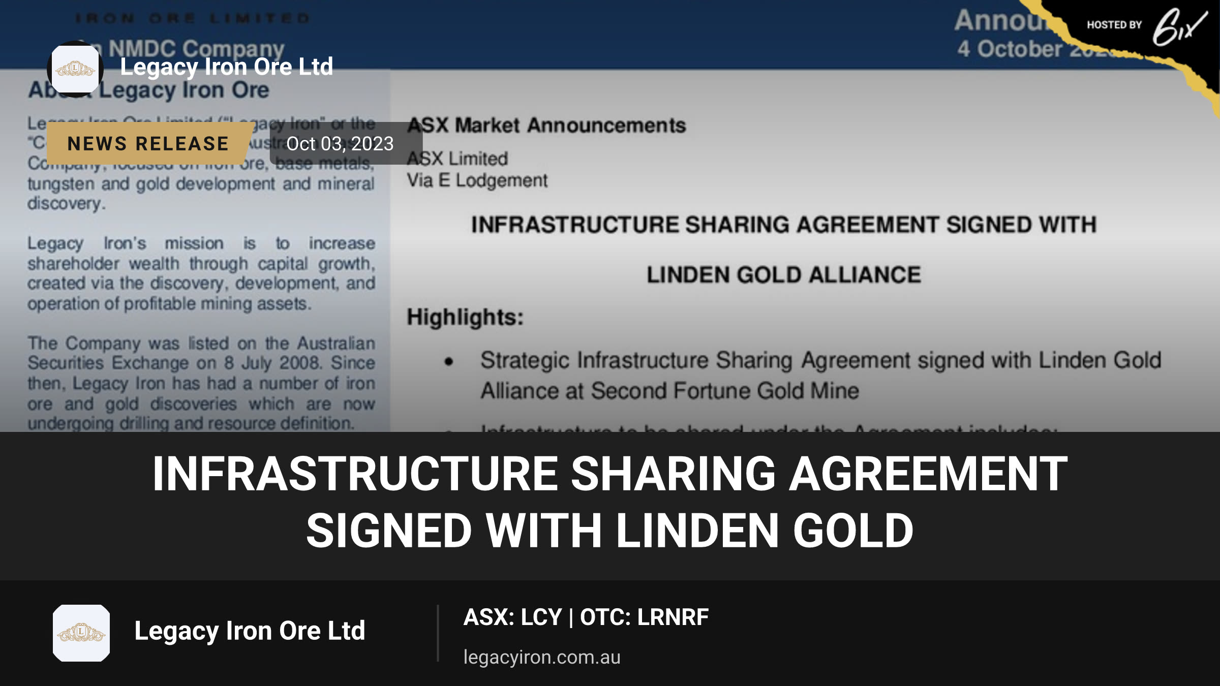 Infrastructure Sharing Agreement Signed With Linden Gold