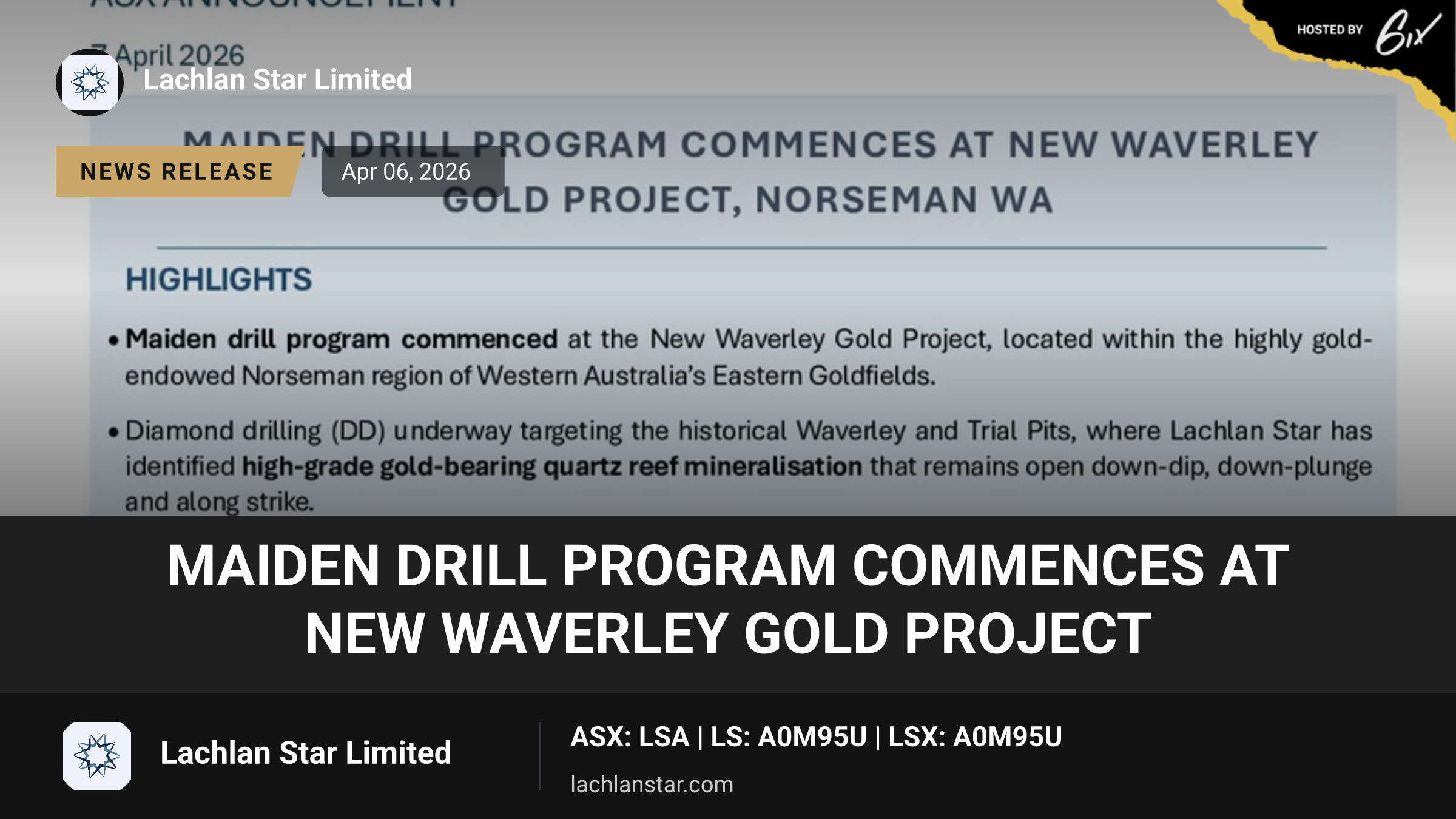 Maiden drill program commences at New Waverley Gold Project