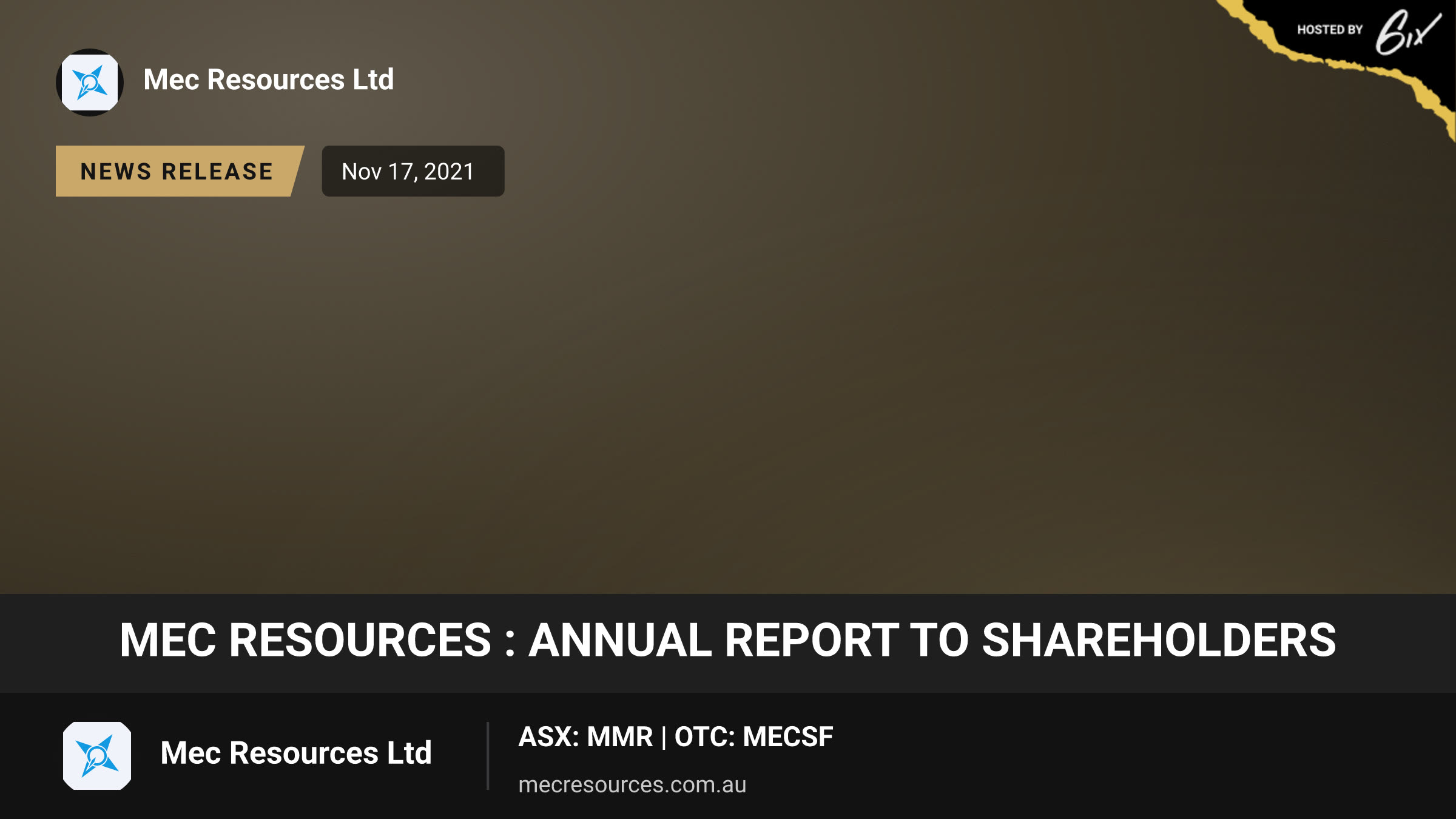 MEC Resources : Annual Report to shareholders
