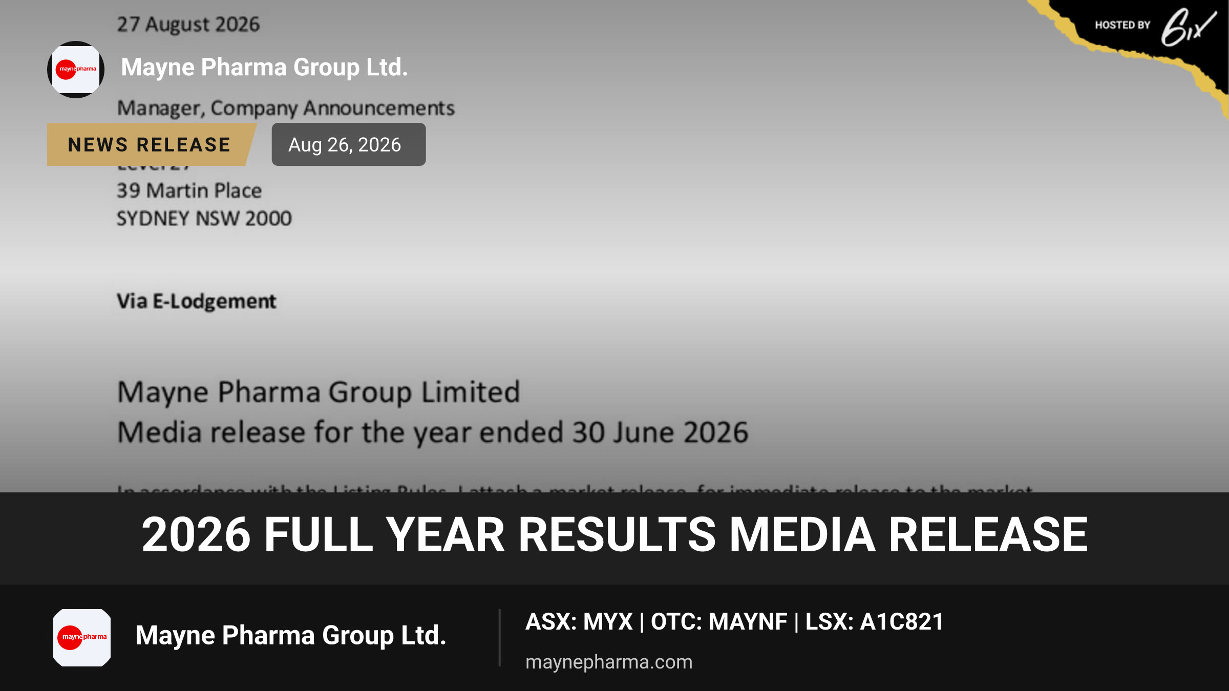 2026 Full Year Results Media Release