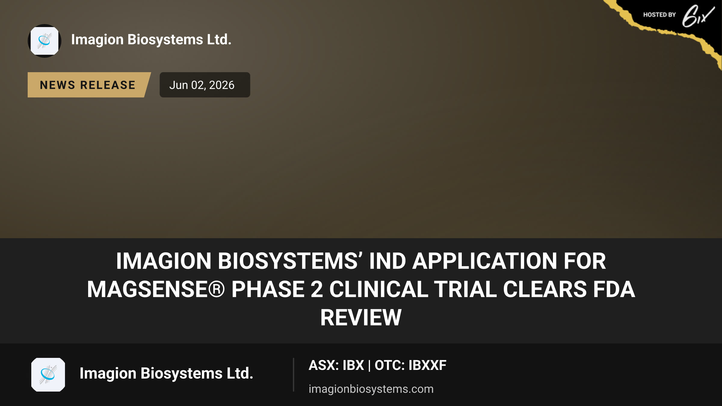Imagion Biosystems’ IND Application for MagSense® Phase 2 Clinical Trial Clears FDA Review