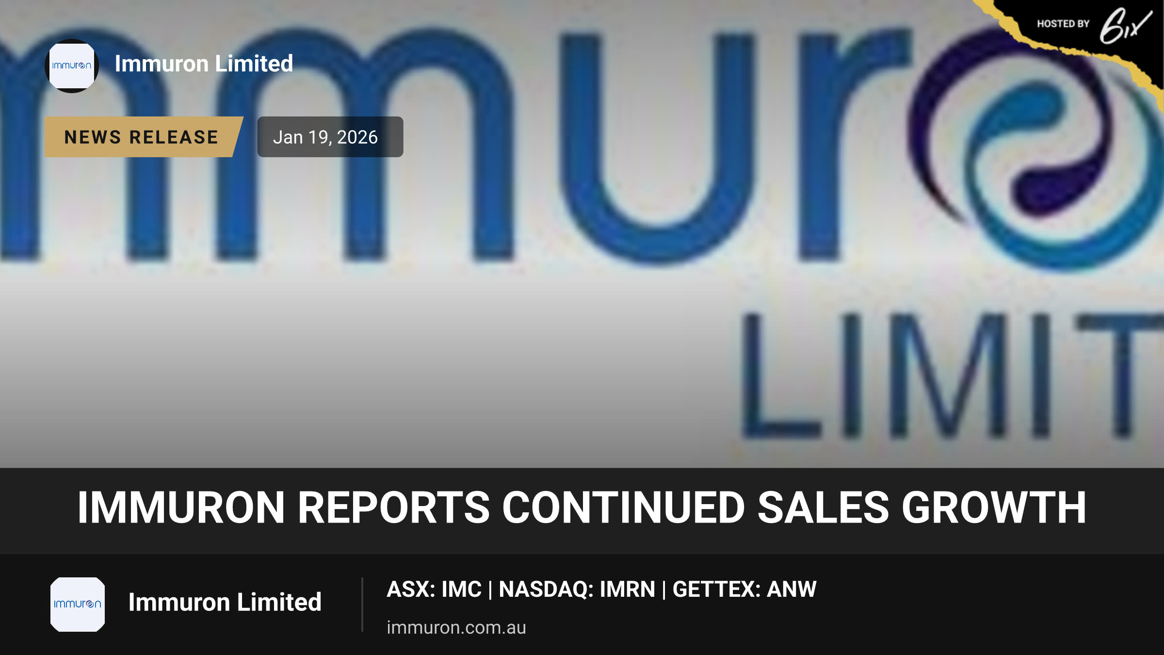 Immuron Reports Continued Sales Growth