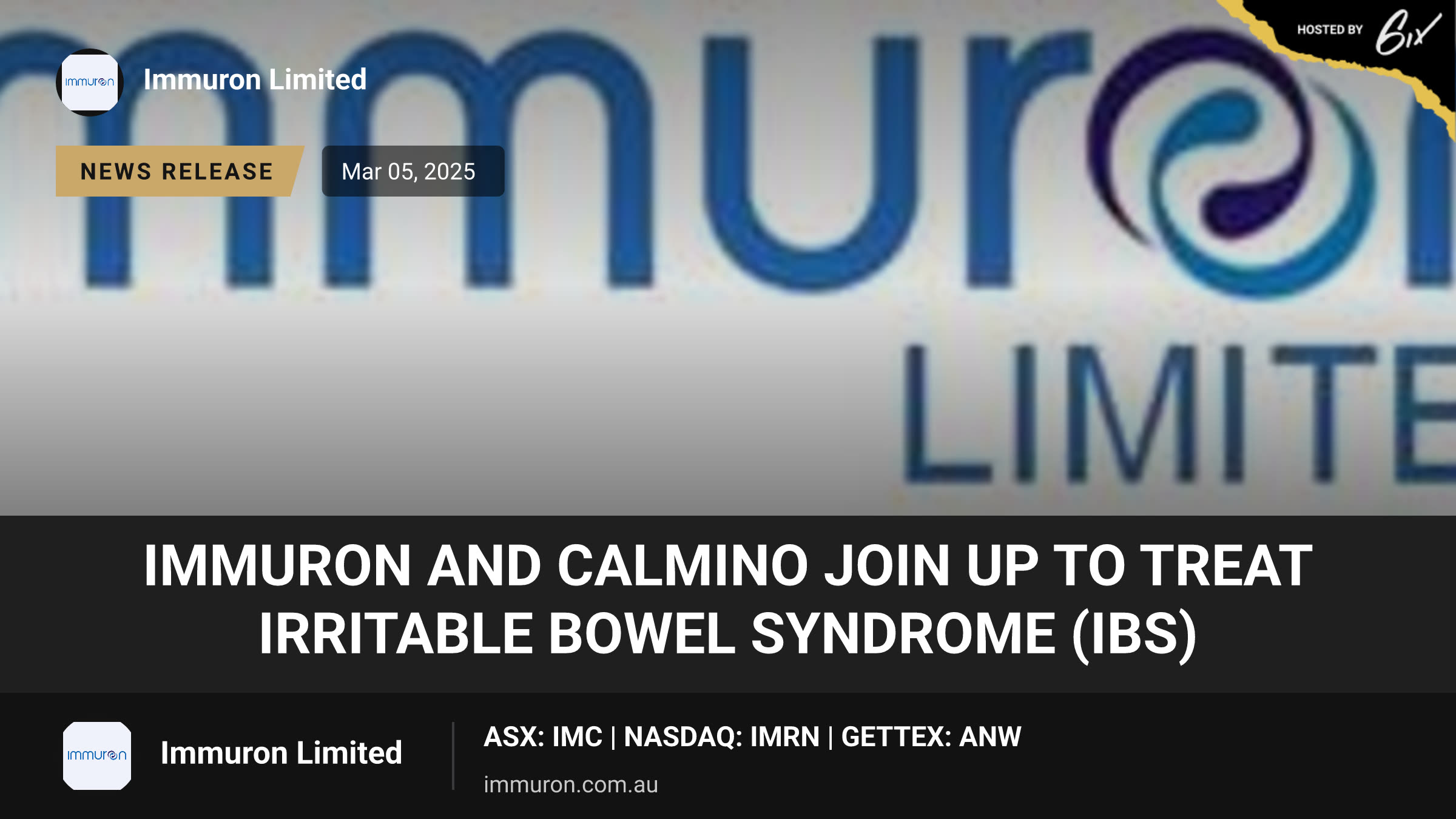 Immuron and Calmino join up to treat Irritable Bowel Syndrome (IBS)