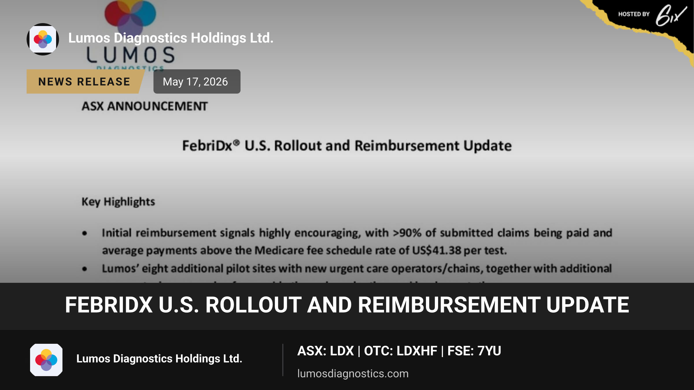 FebriDx U.S. Rollout and Reimbursement Update