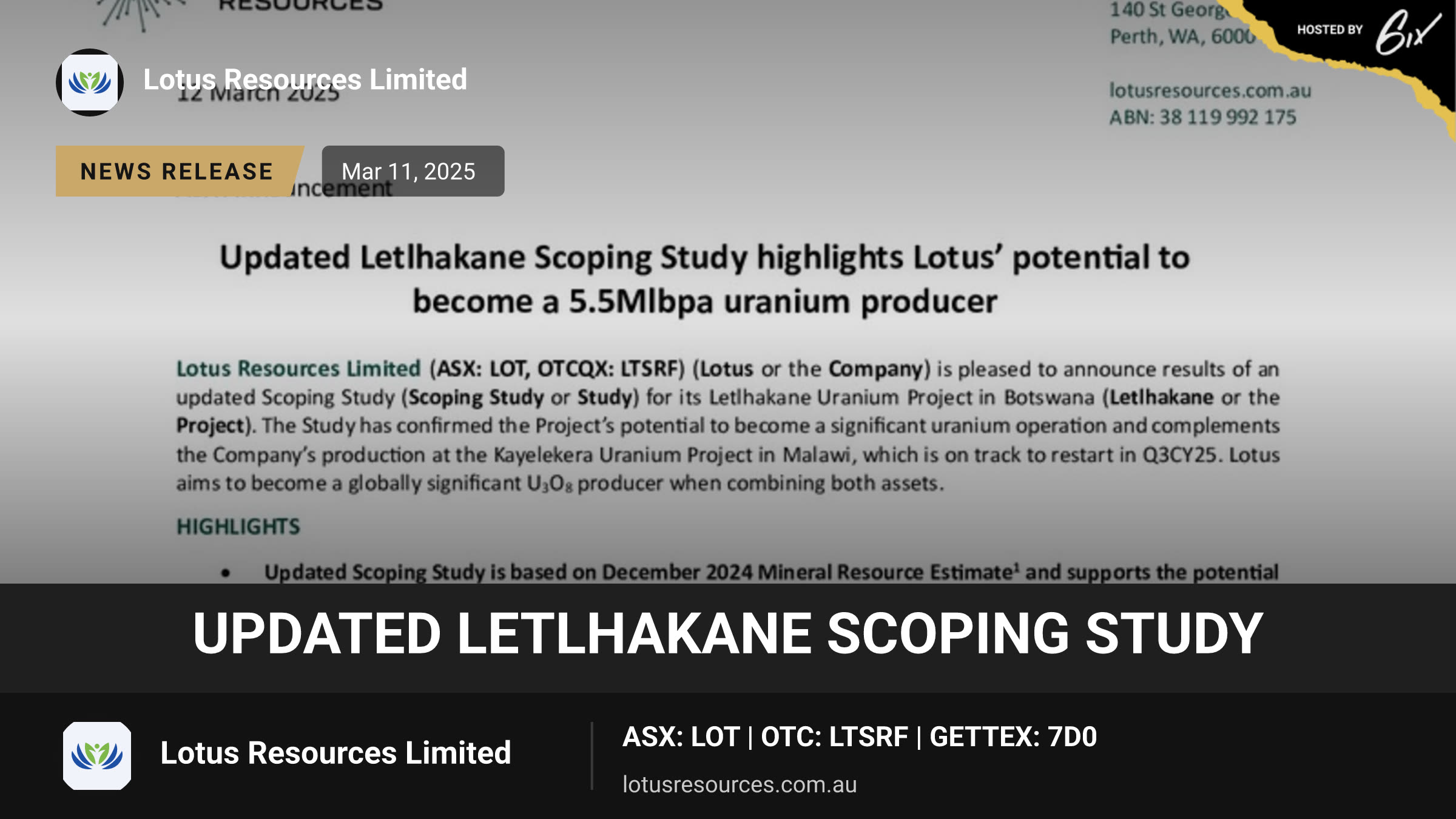 Updated Letlhakane Scoping Study