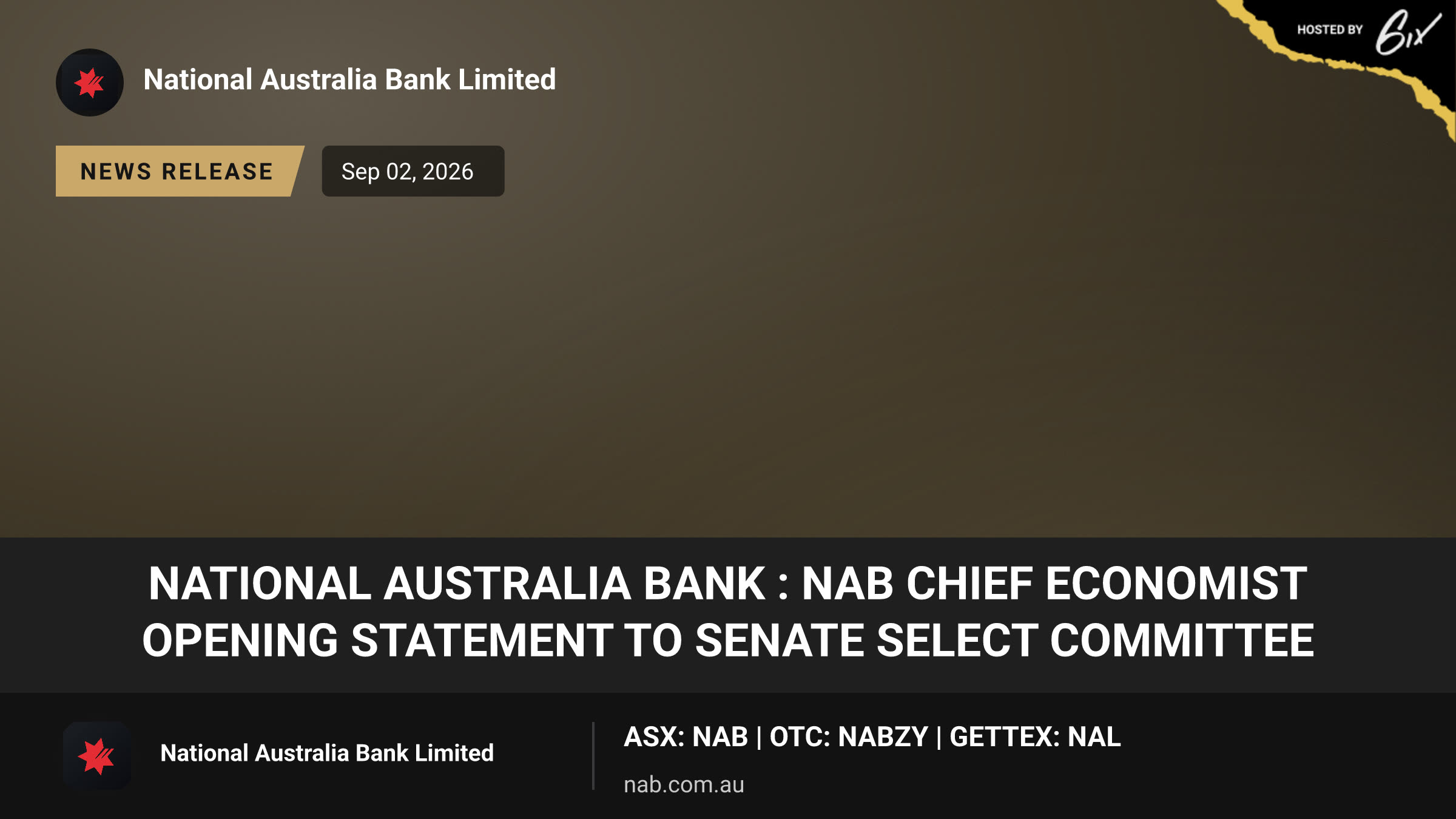 National Australia Bank : NAB Chief Economist Opening Statement to Senate Select Committee