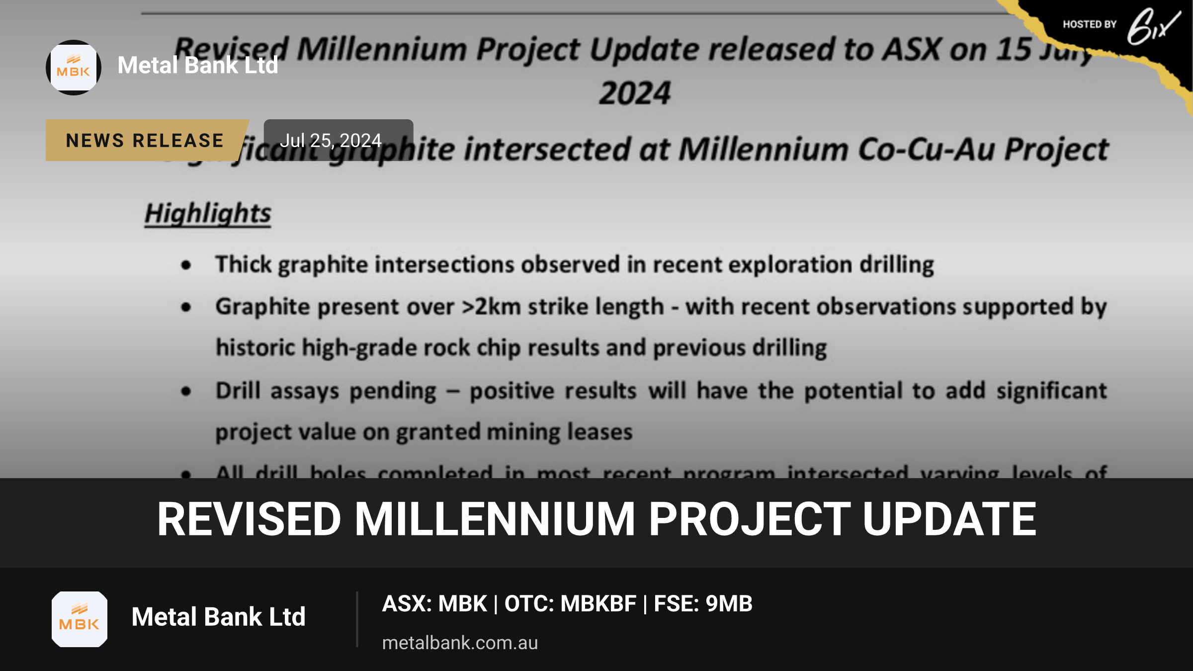 Revised Millennium Project Update