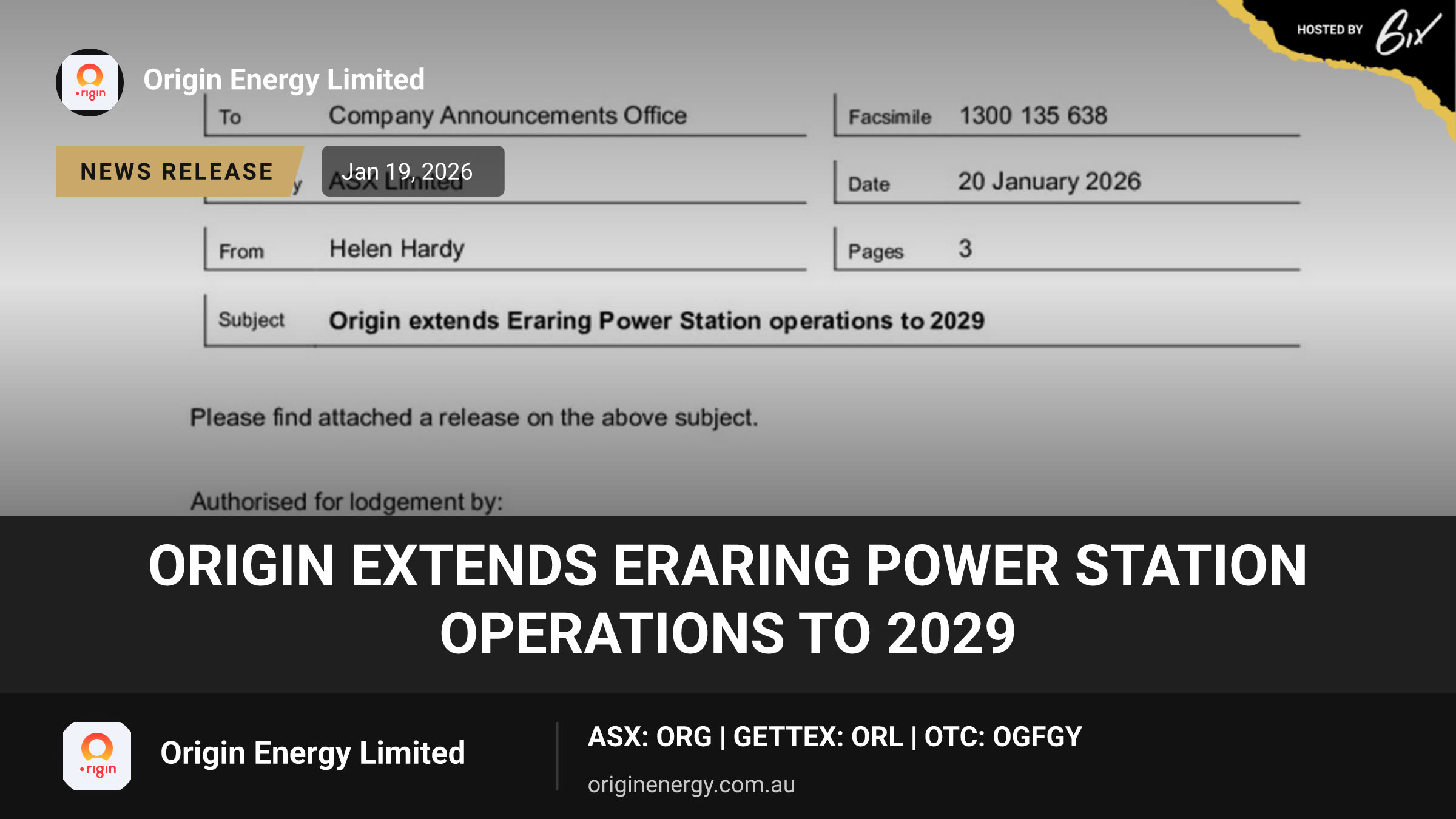 Origin extends Eraring Power Station operations to 2029