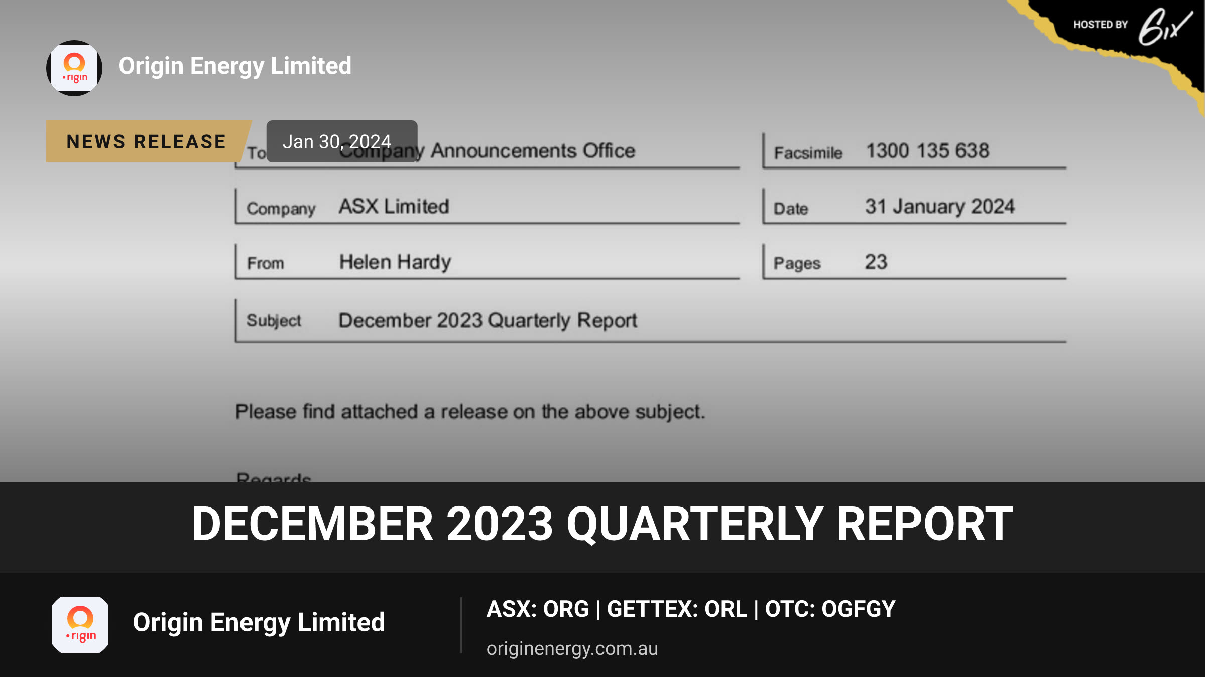 December 2023 Quarterly Report