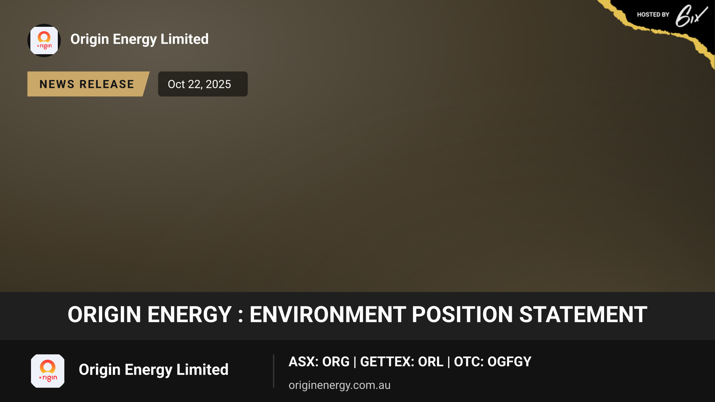 Origin Energy : Environment Position Statement