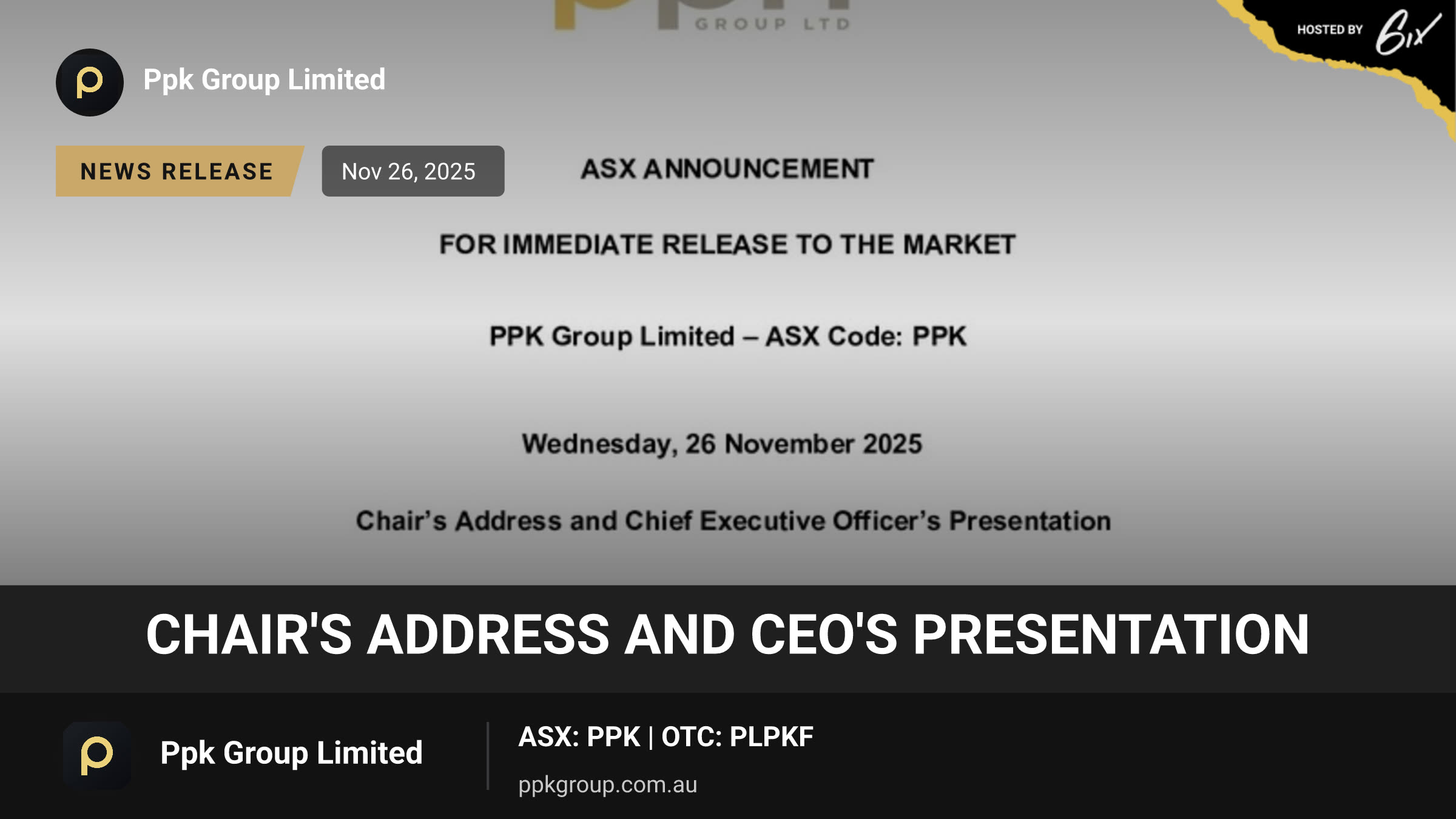 Chair's Address and CEO's Presentation