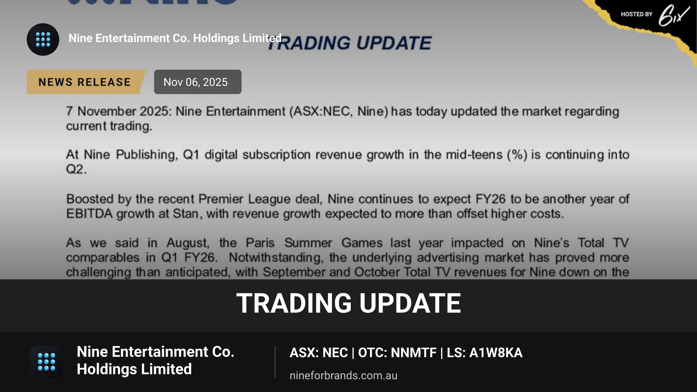 Trading Update