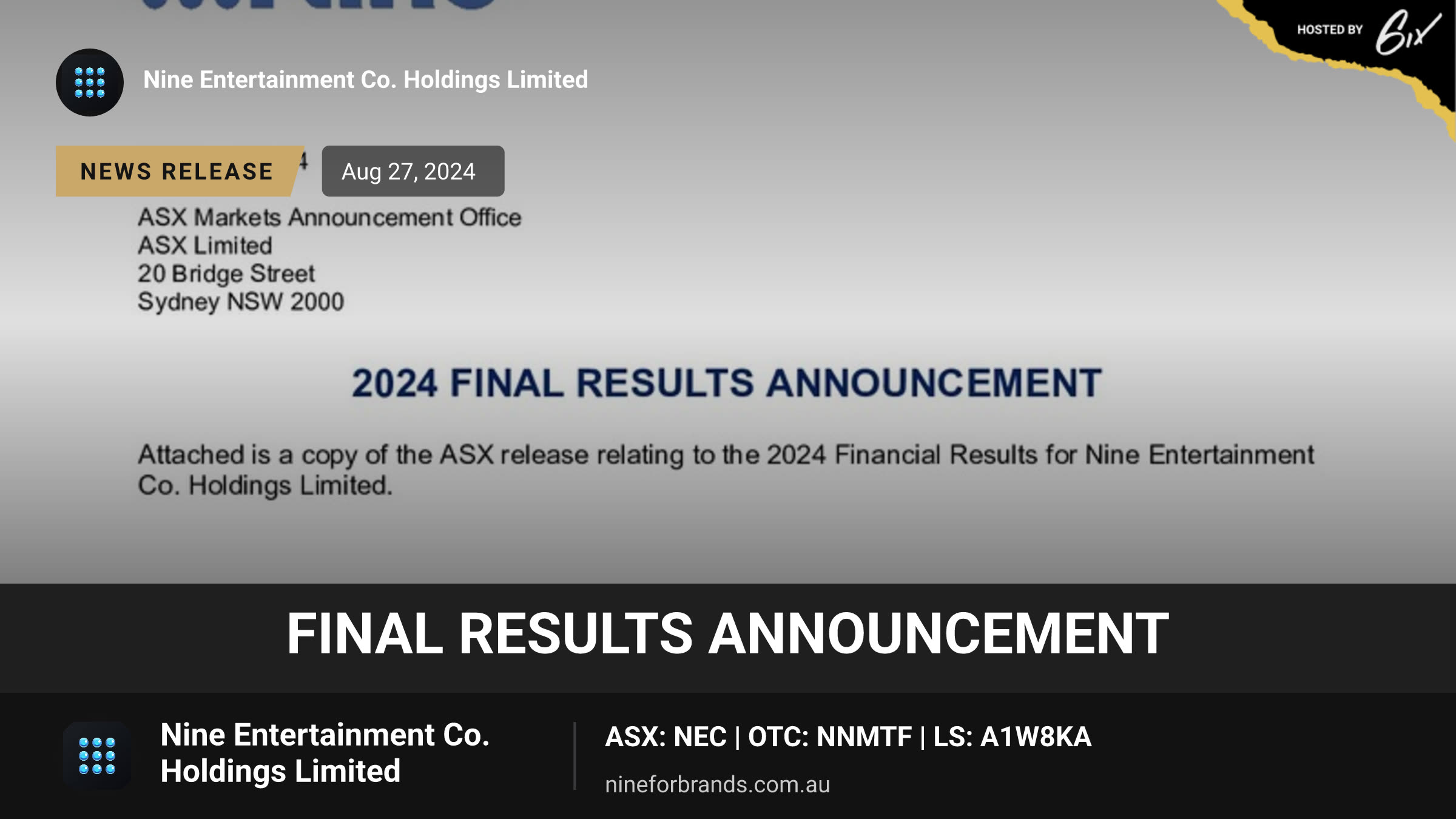 Final Results Announcement
