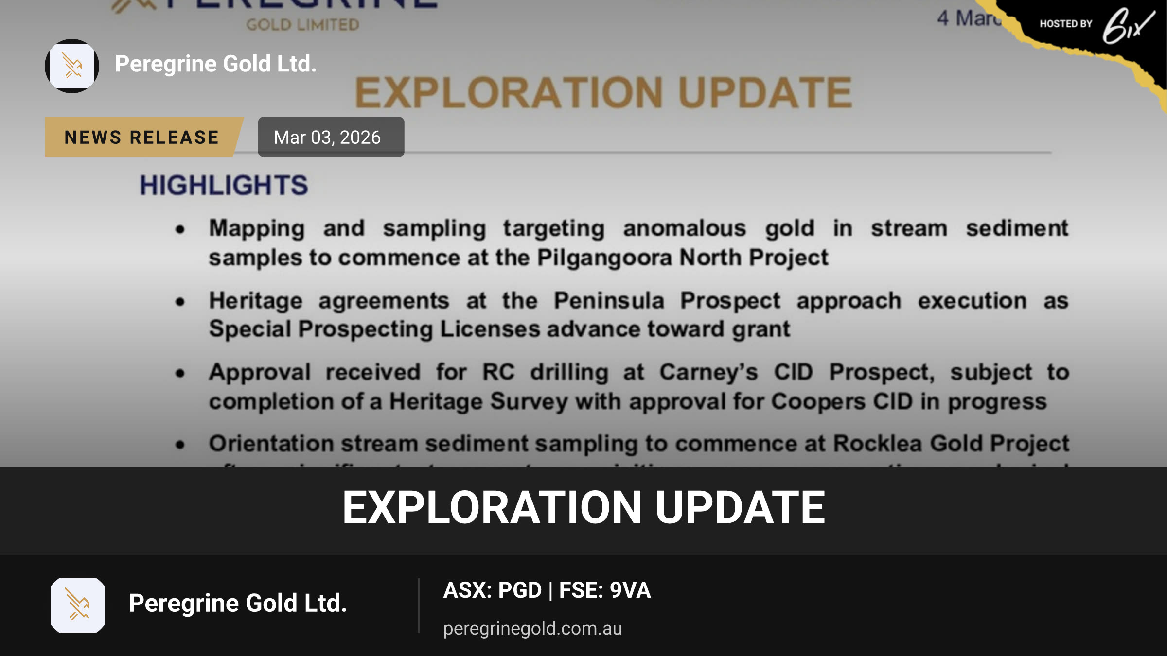 Exploration Update