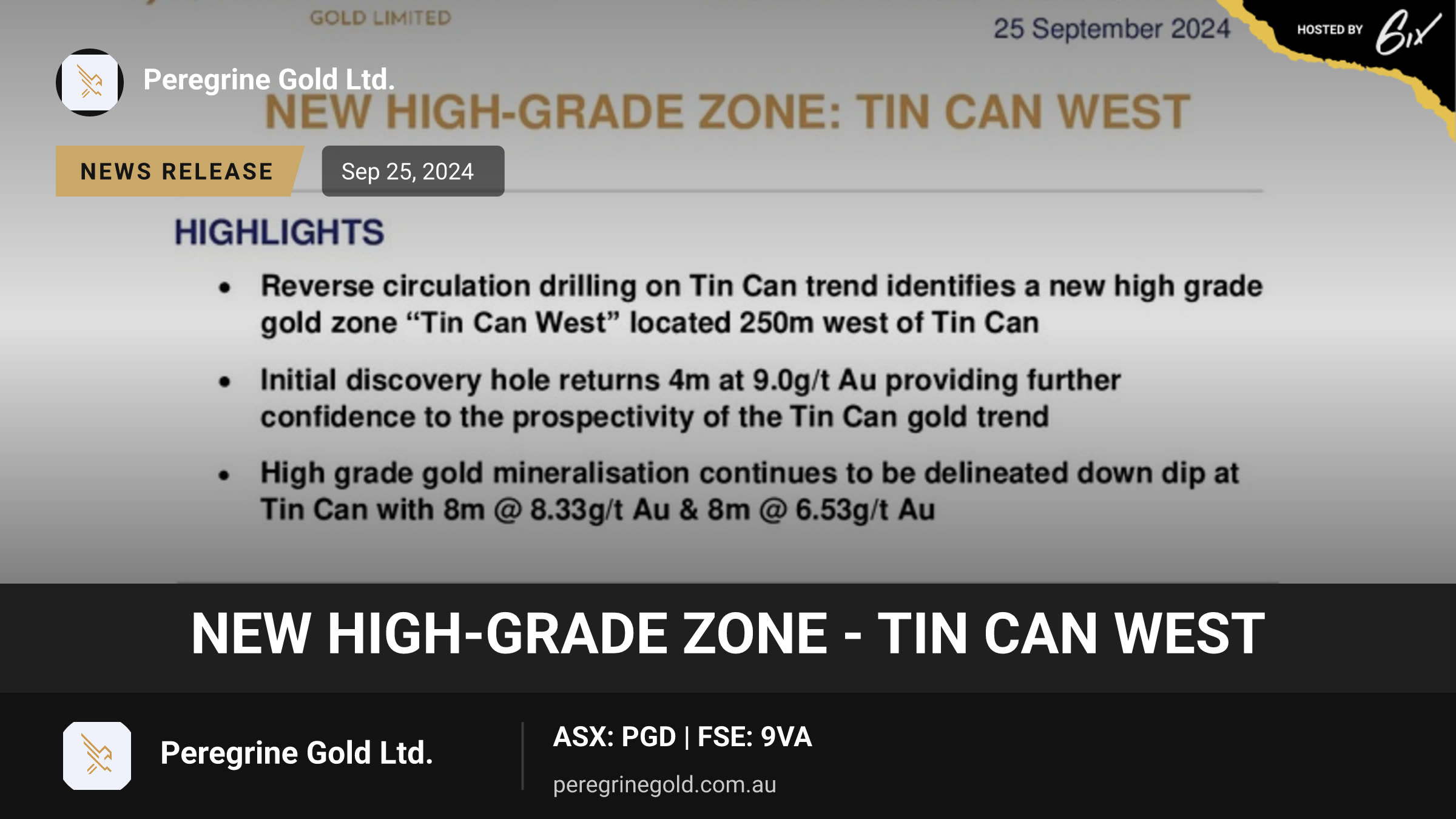 New High-Grade Zone - Tin Can West