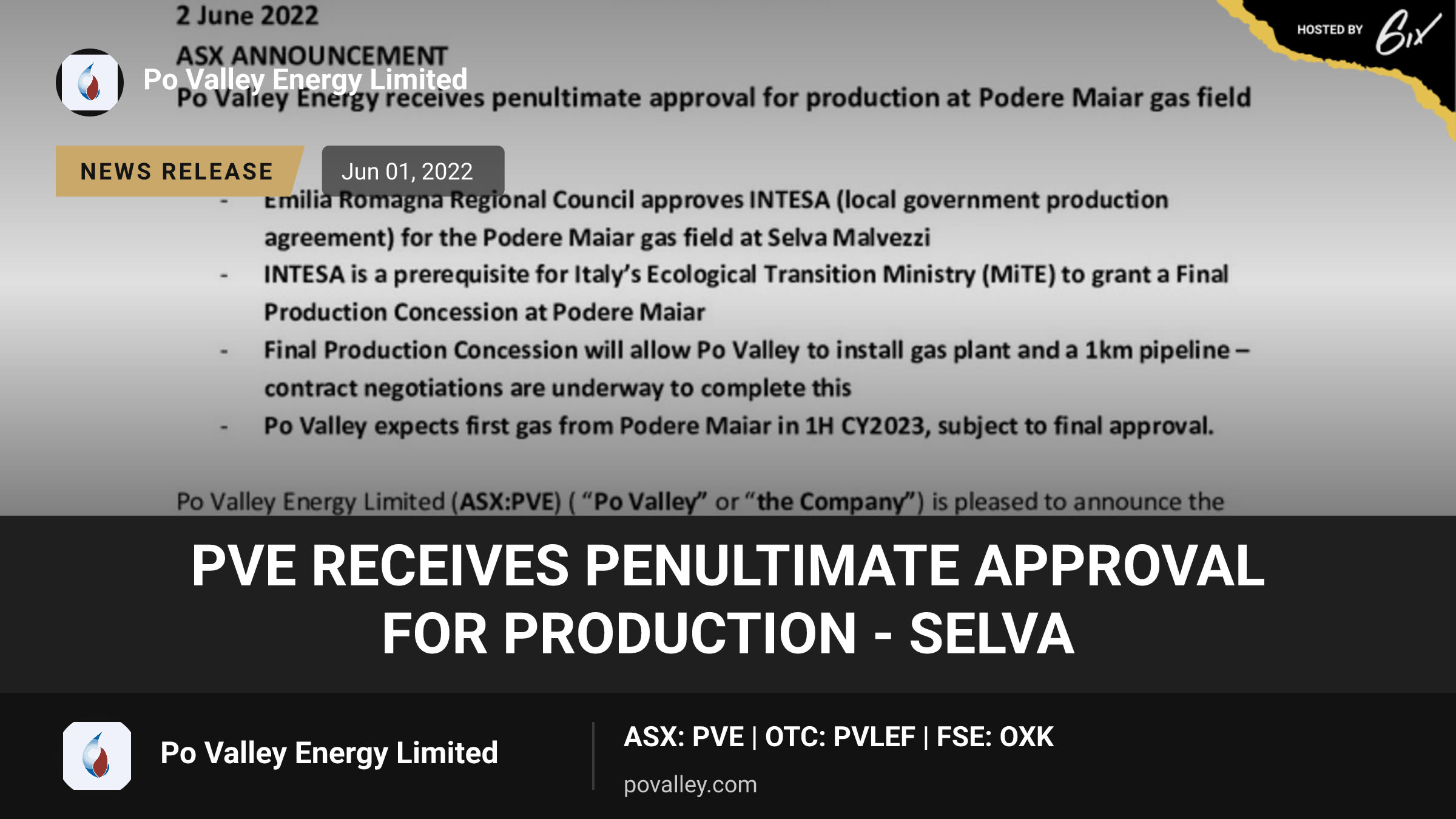 PVE receives penultimate approval for production - Selva