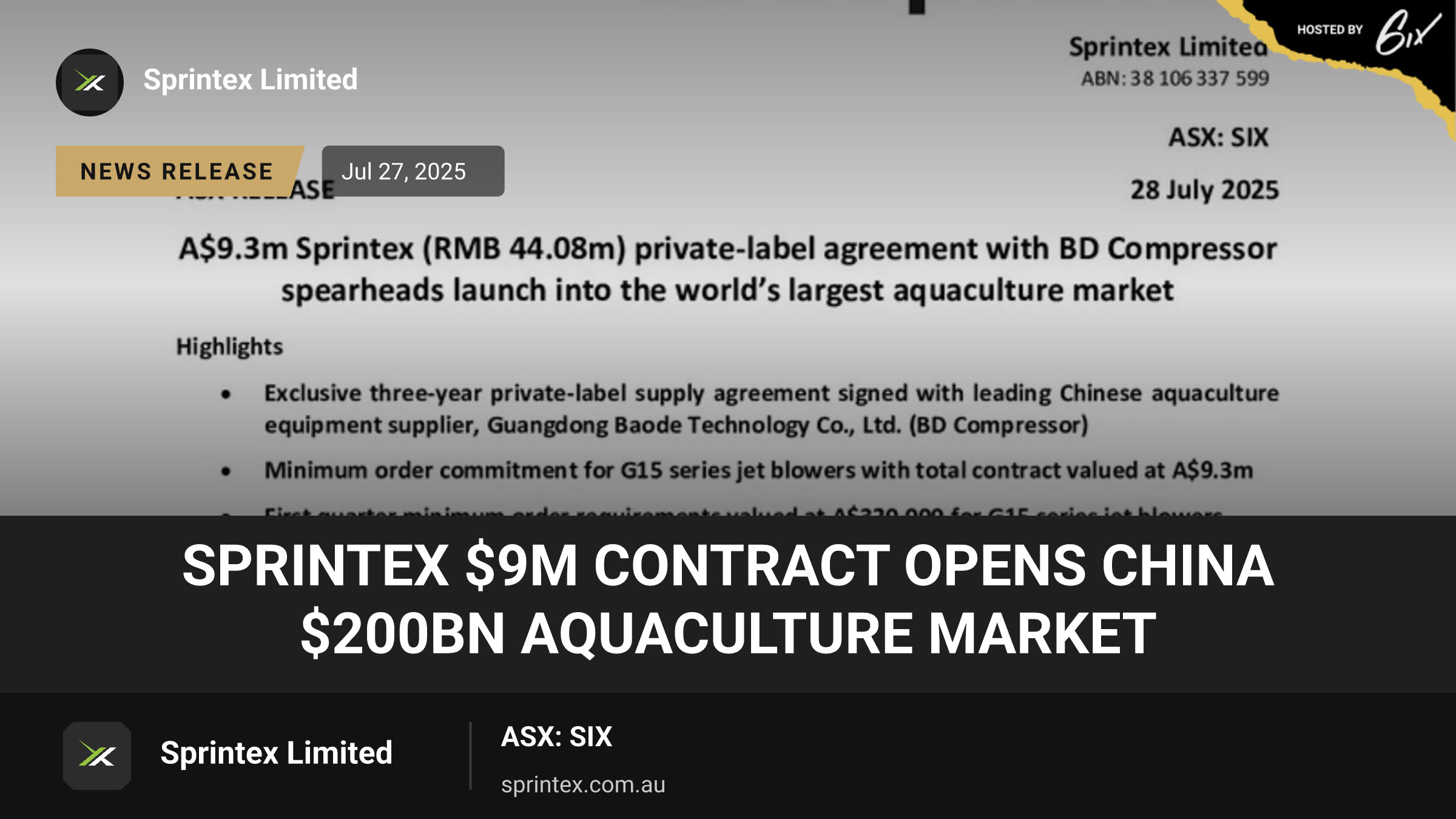 Sprintex $9m Contract Opens China $200bn Aquaculture Market
