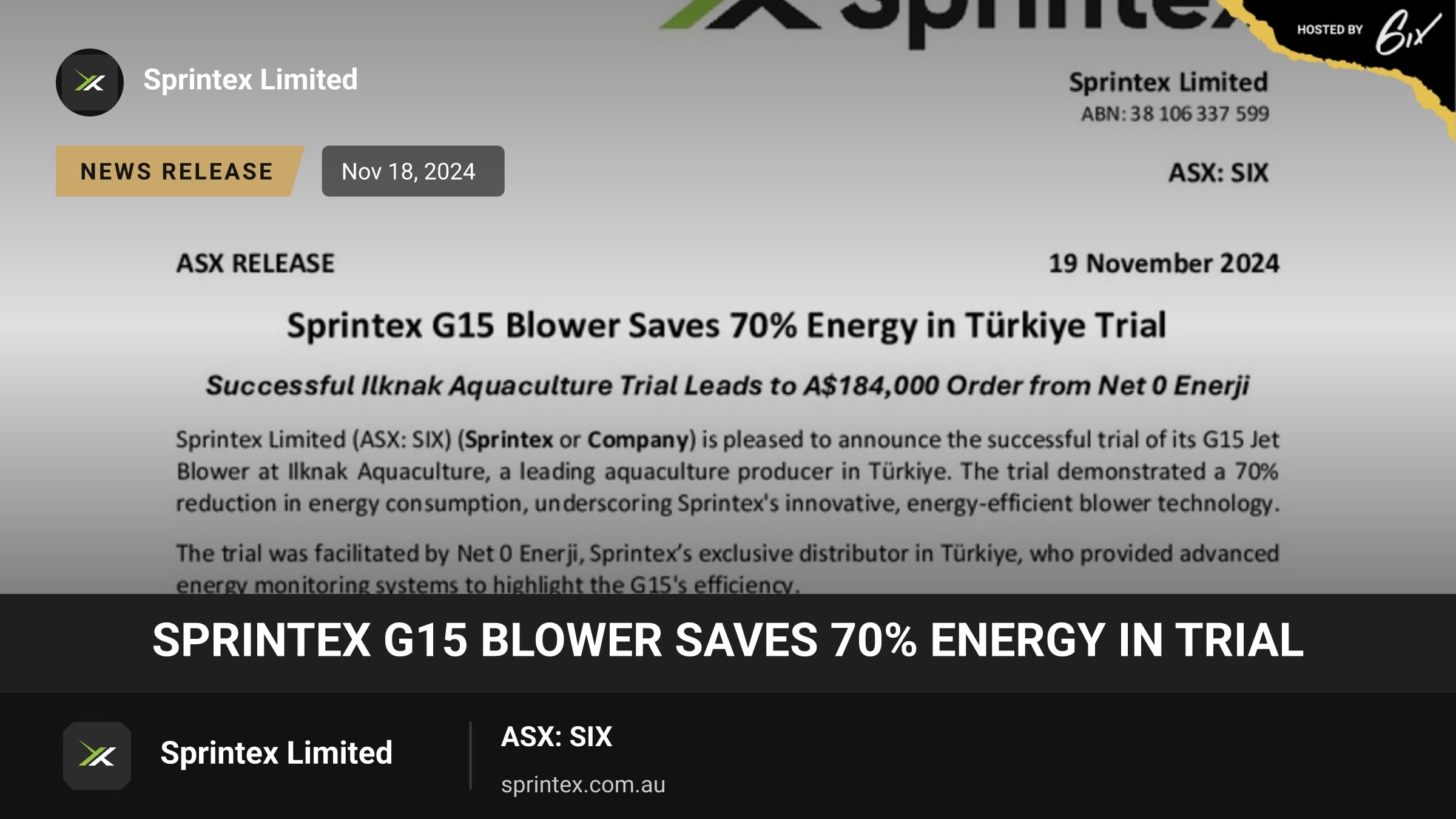 Sprintex G15 Blower Saves 70% Energy In Trial