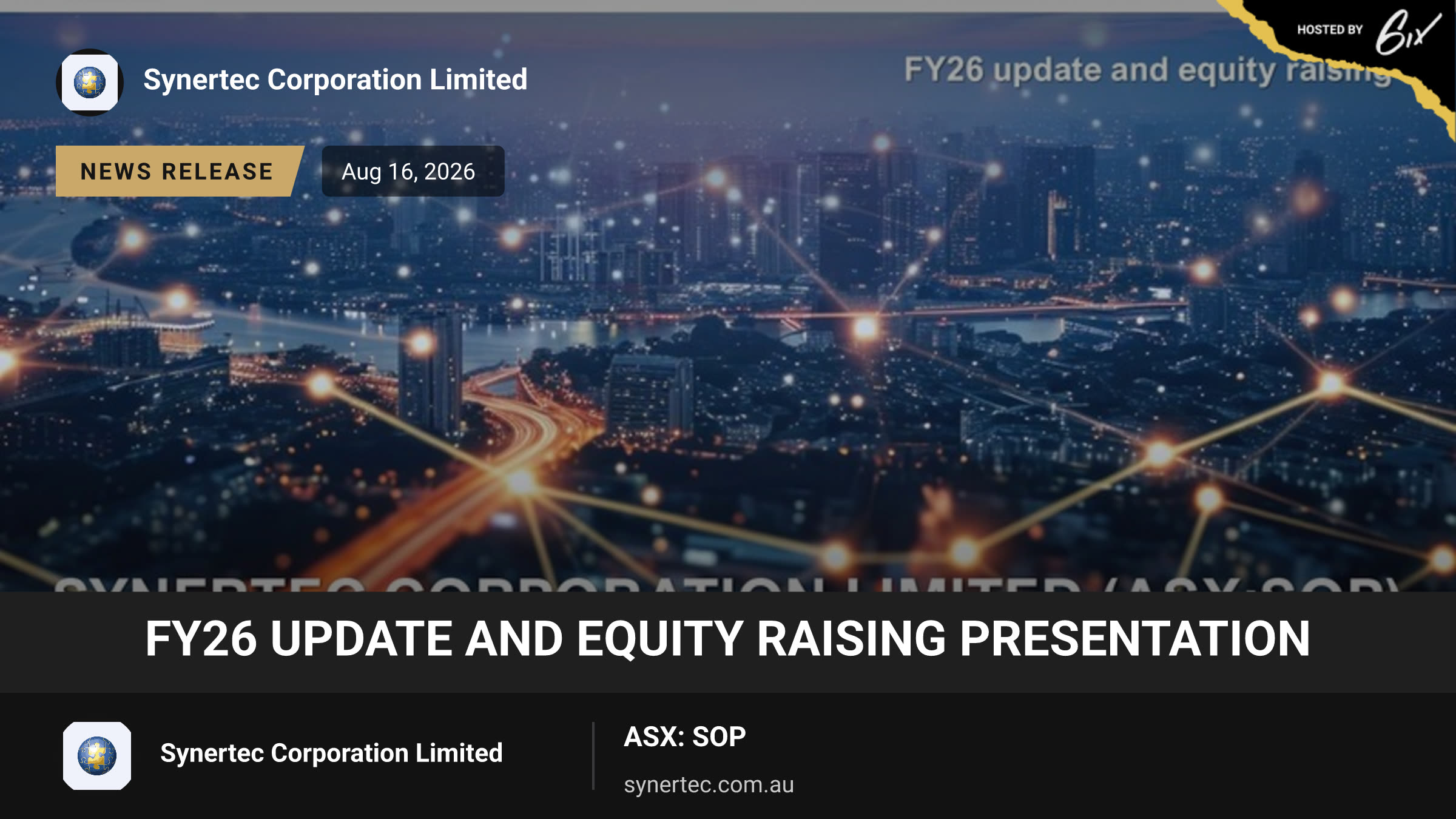 FY26 Update and Equity Raising Presentation
