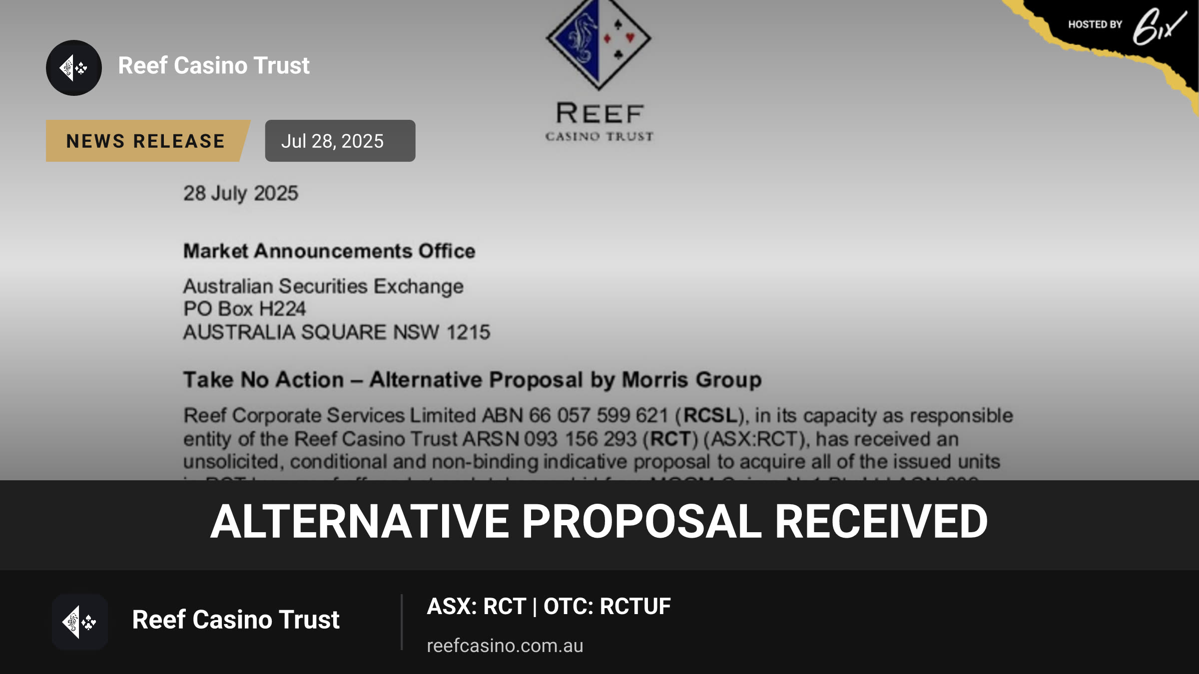 Alternative proposal received