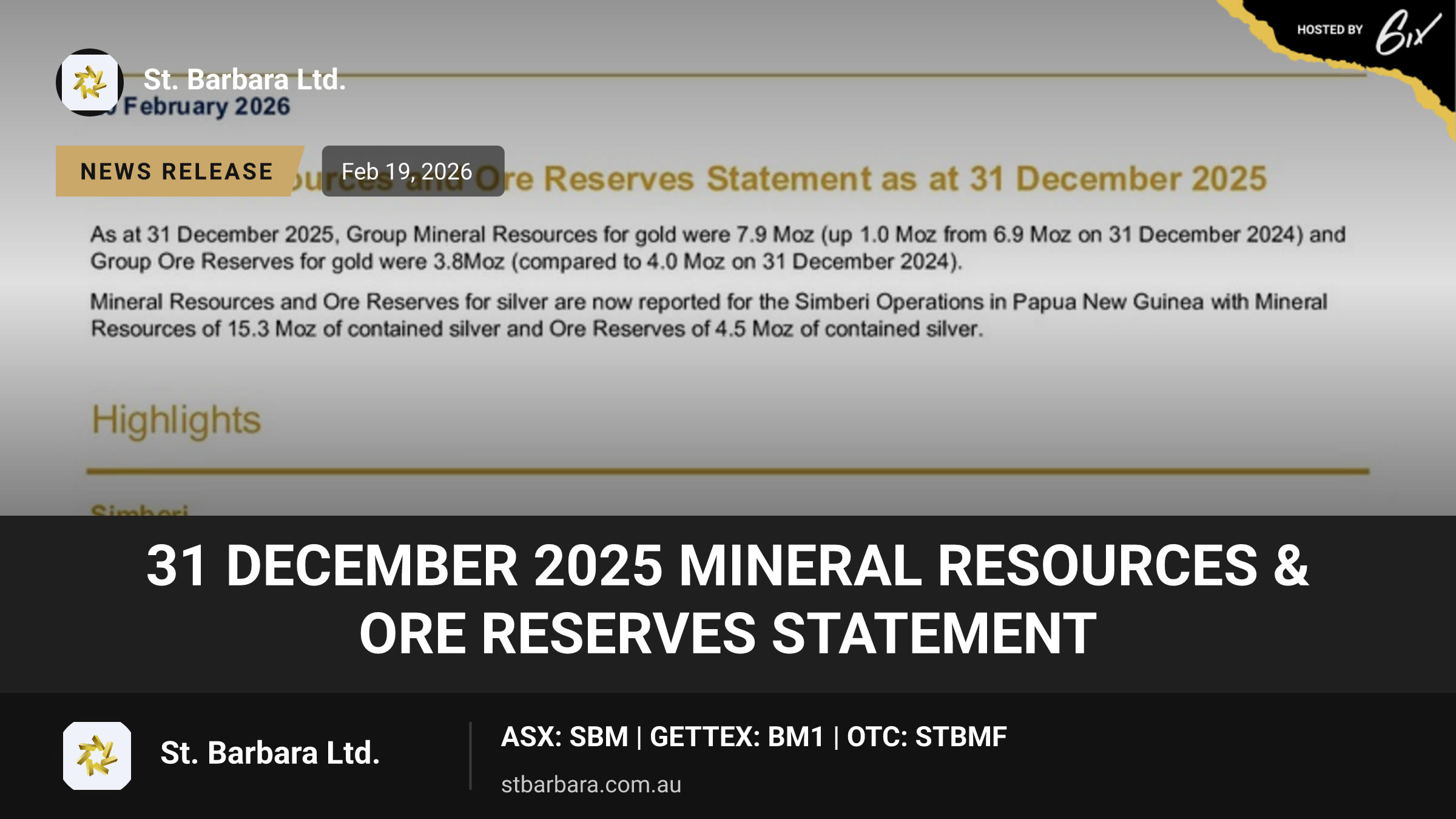 31 December 2025 Mineral Resources & Ore Reserves Statement