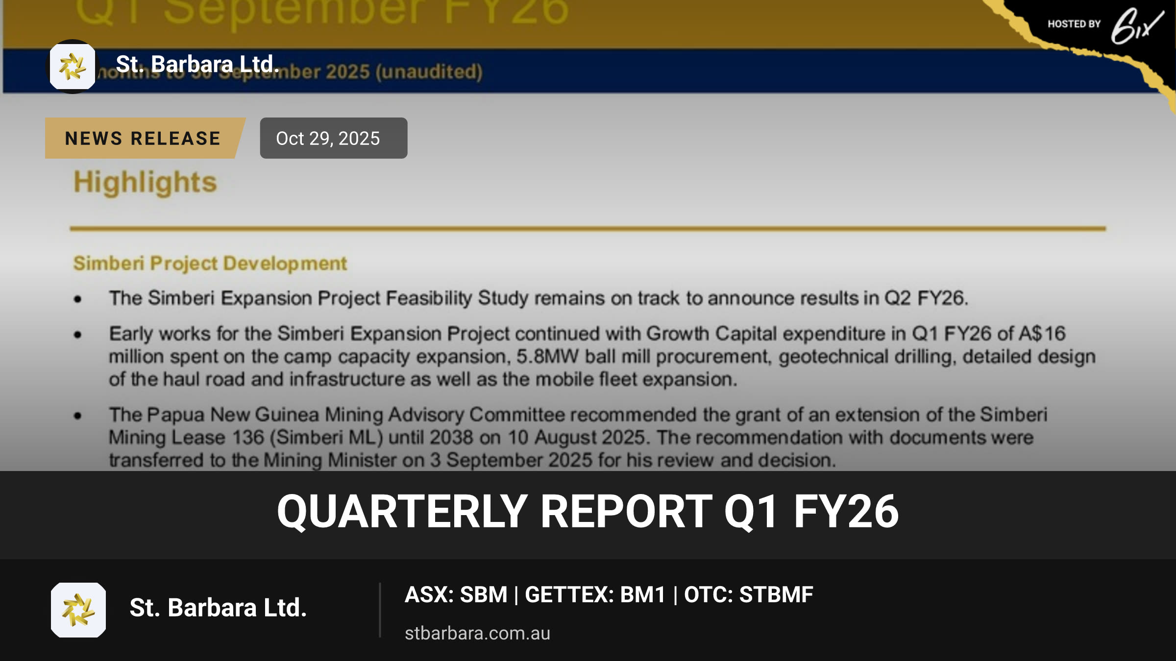 Quarterly Report Q1 FY26