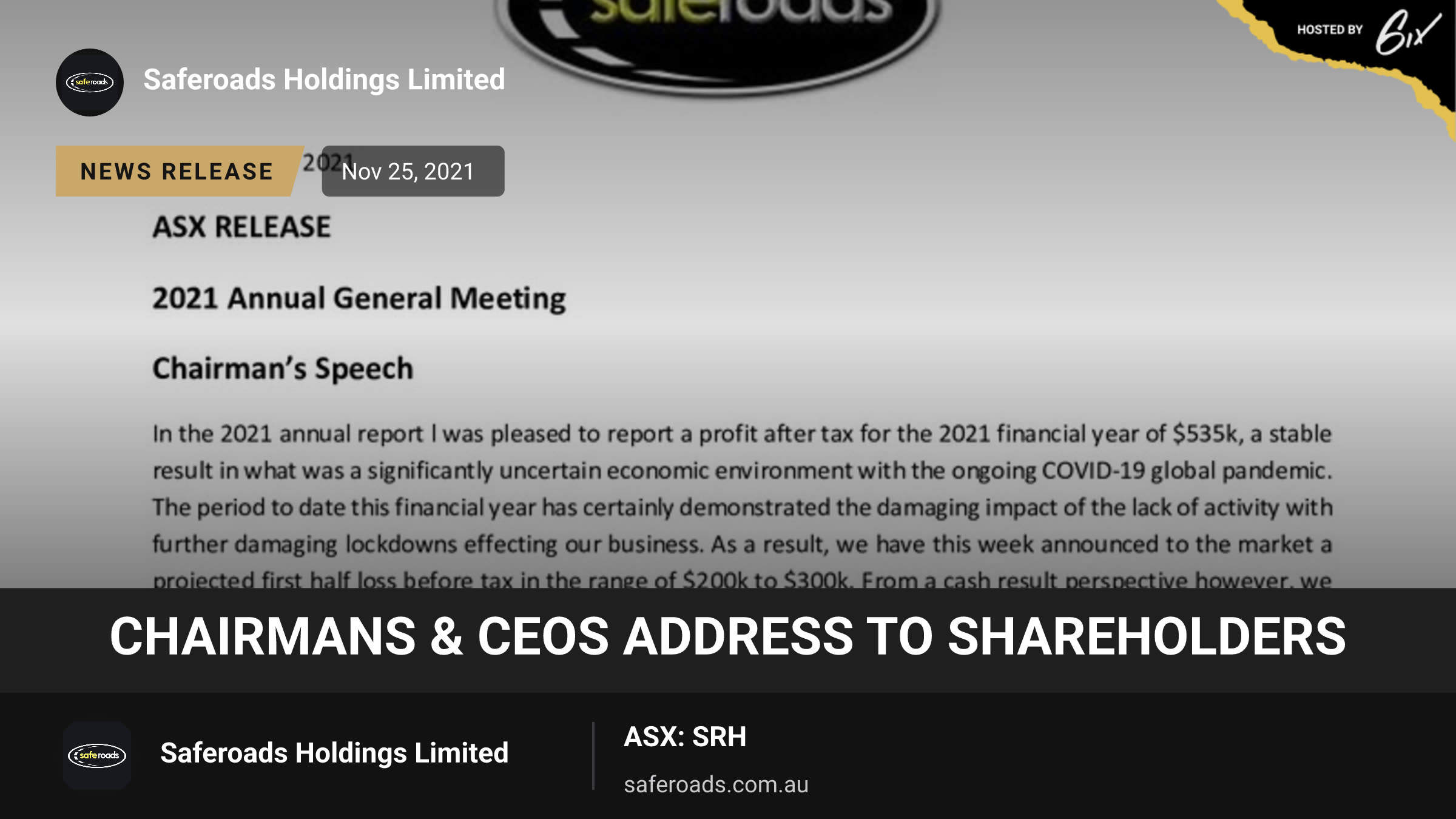 Chairmans & CEOs Address to Shareholders