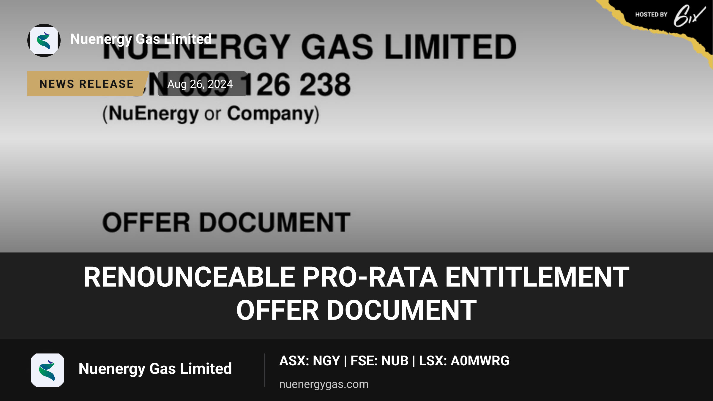 Renounceable Pro-Rata Entitlement Offer Document