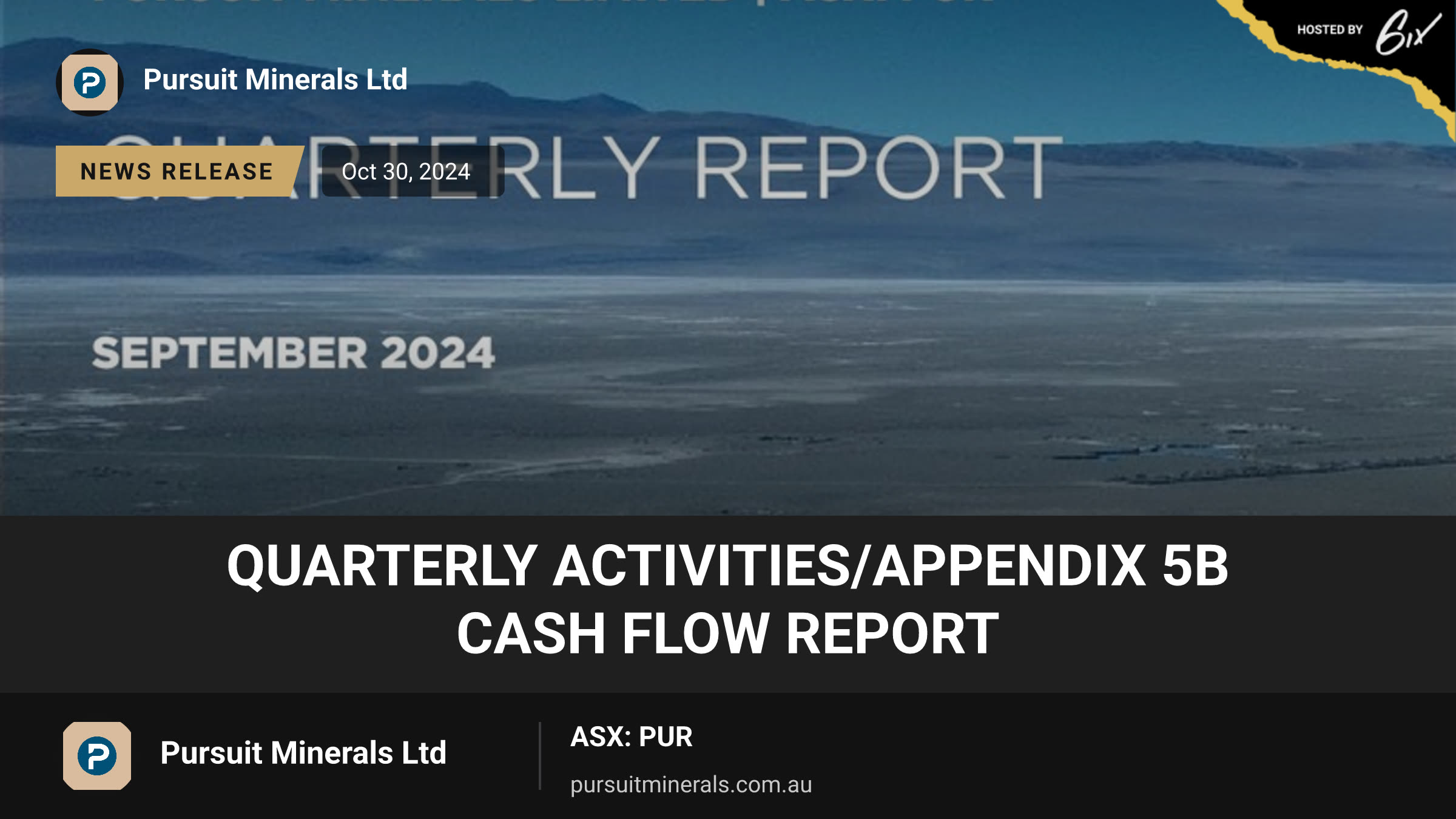 Quarterly Activities/Appendix 5B Cash Flow Report
