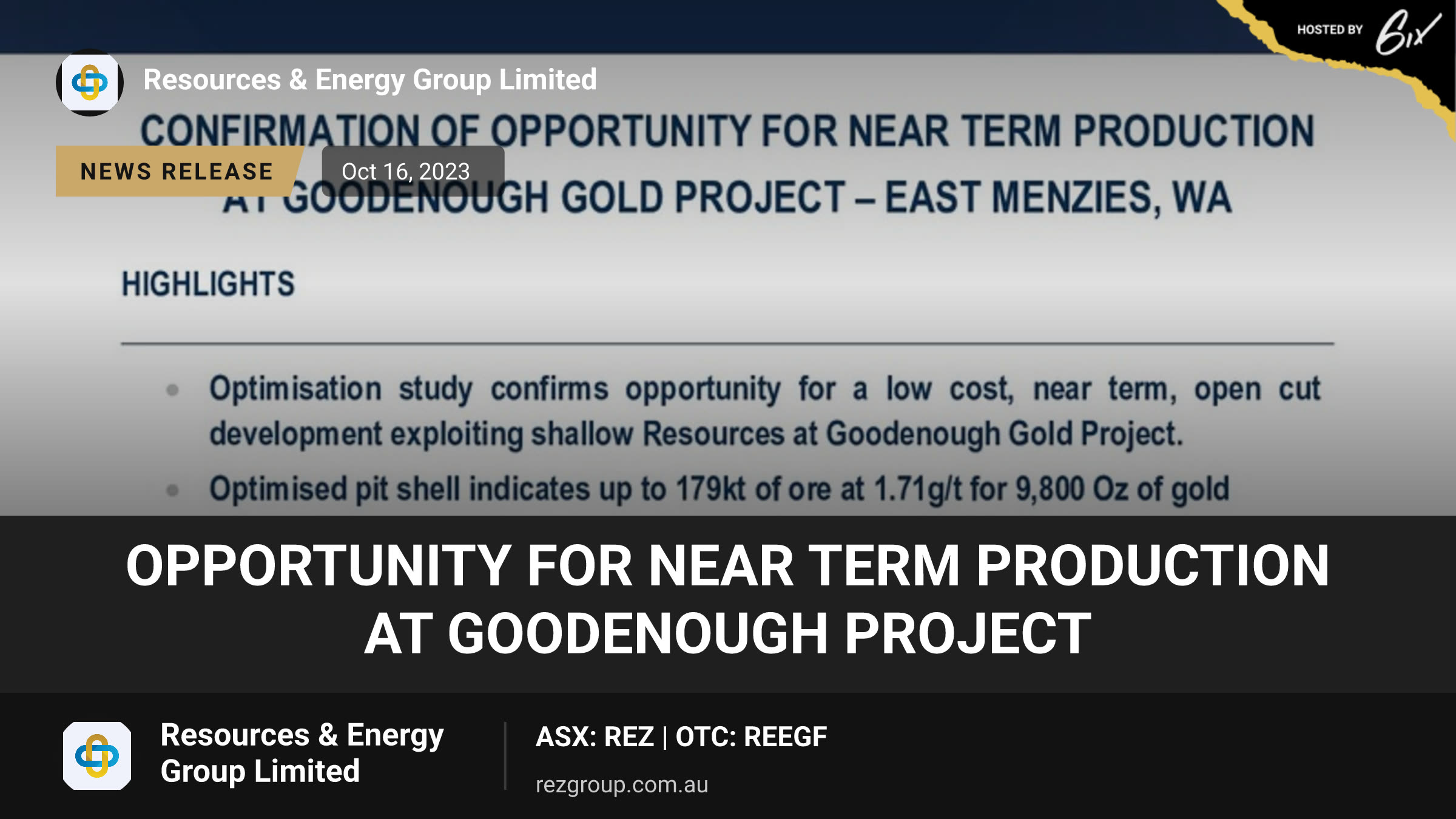 Opportunity for Near Term Production at Goodenough Project