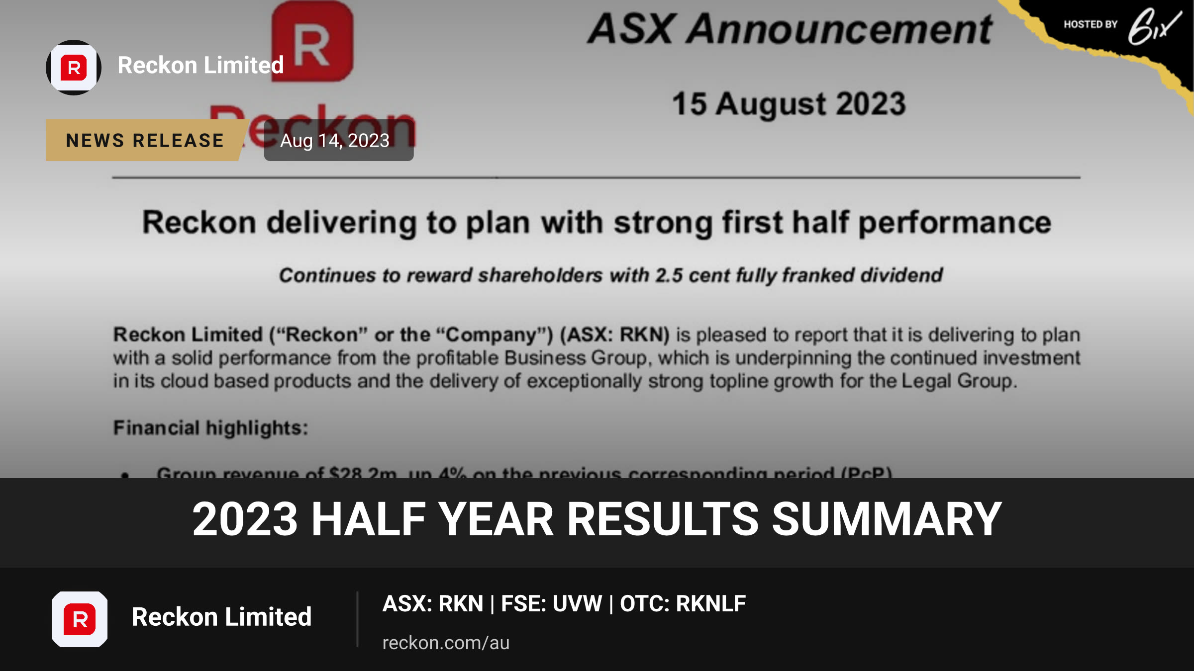 2023 Half Year Results Summary