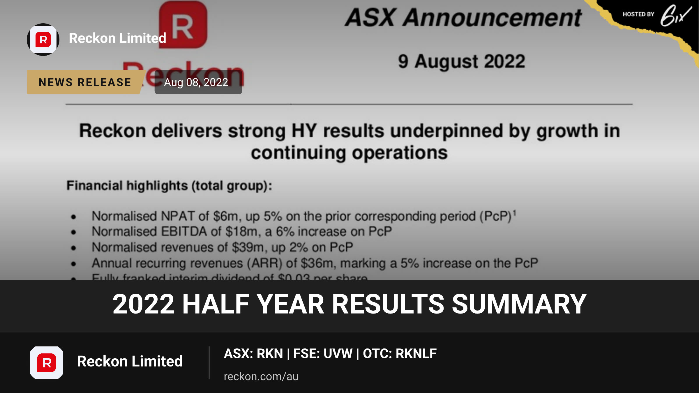 2022 Half Year Results Summary