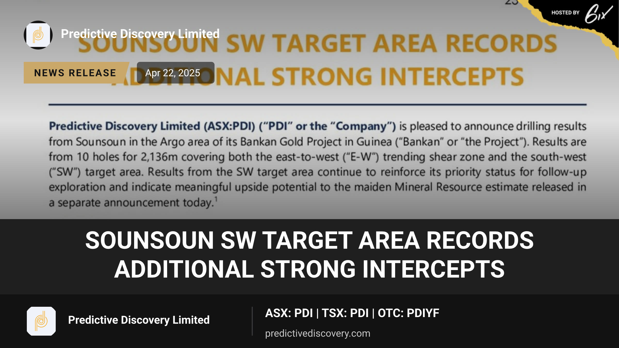 Sounsoun SW Target Area Records Additional Strong Intercepts