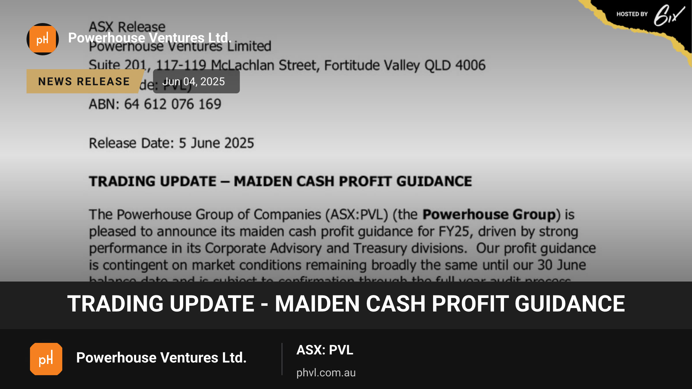 Trading Update - Maiden Cash Profit Guidance