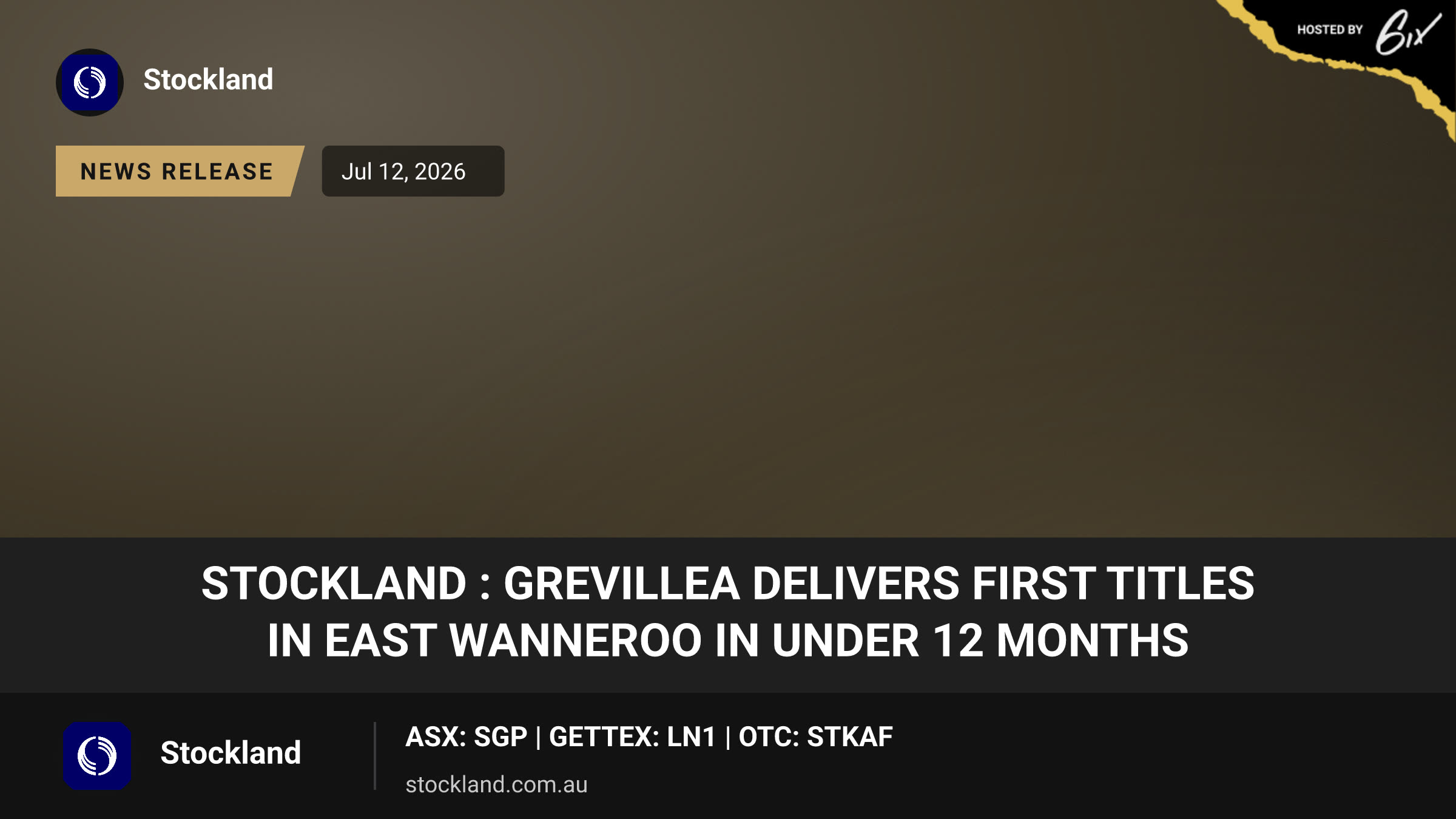 Stockland : Grevillea delivers first titles in East Wanneroo in under 12 months
