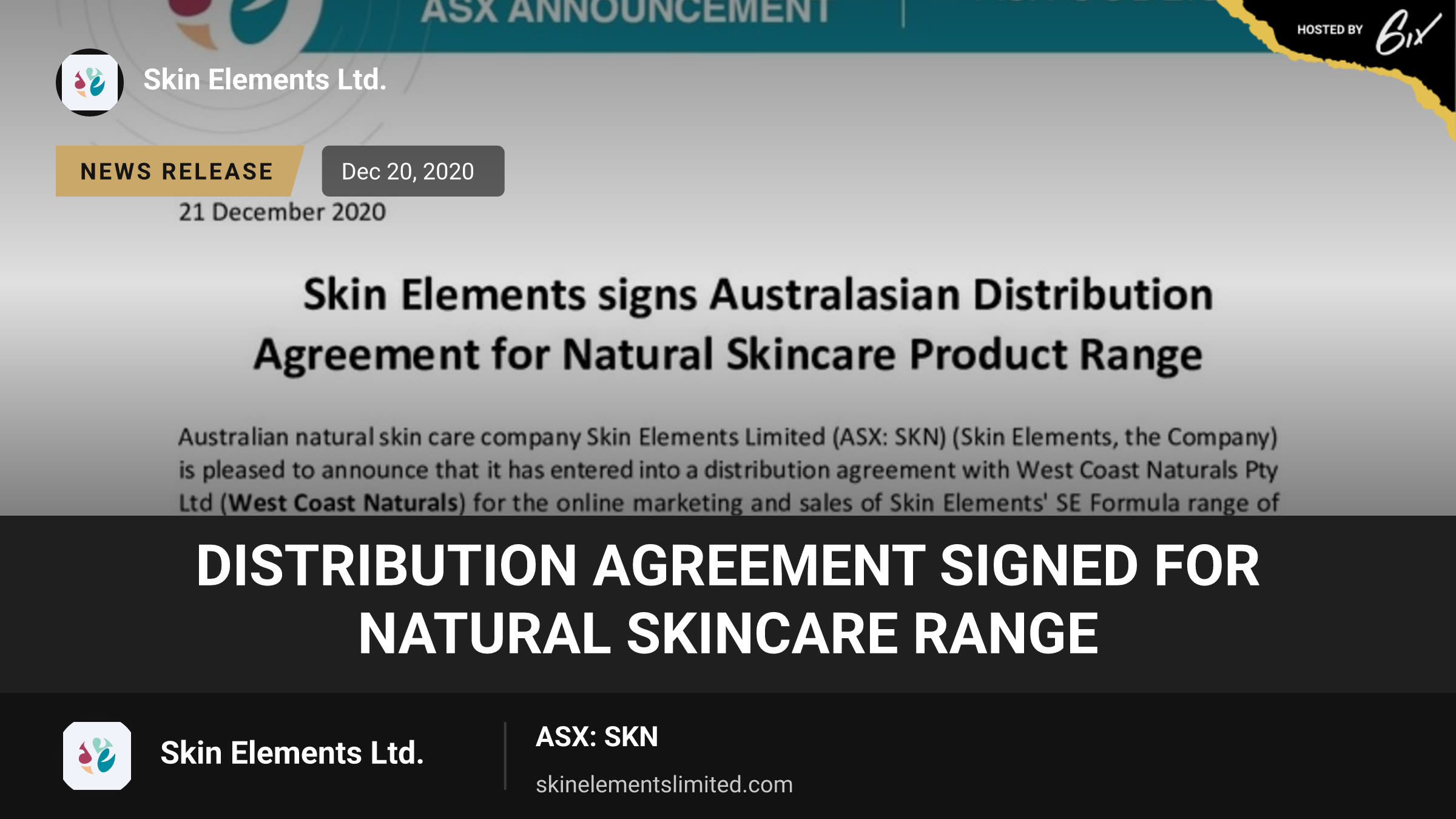 Distribution Agreement Signed for Natural Skincare Range