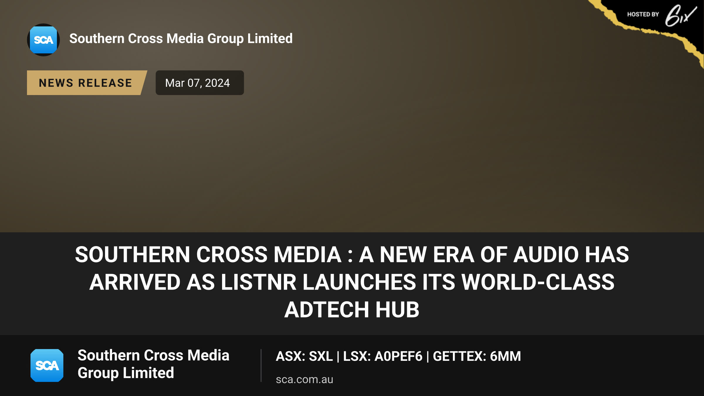 Southern Cross Media : A NEW ERA OF AUDIO HAS ARRIVED AS LiSTNR LAUNCHES ITS WORLD-CLASS ADTECH HUB