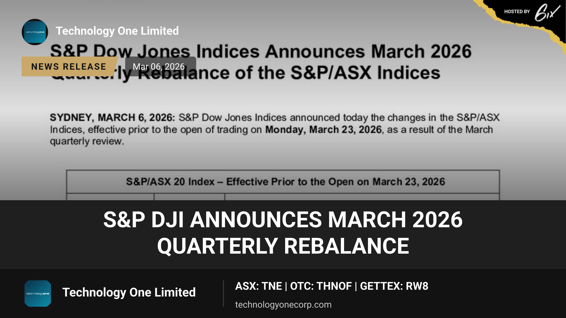 S&P DJI Announces March 2026 Quarterly Rebalance