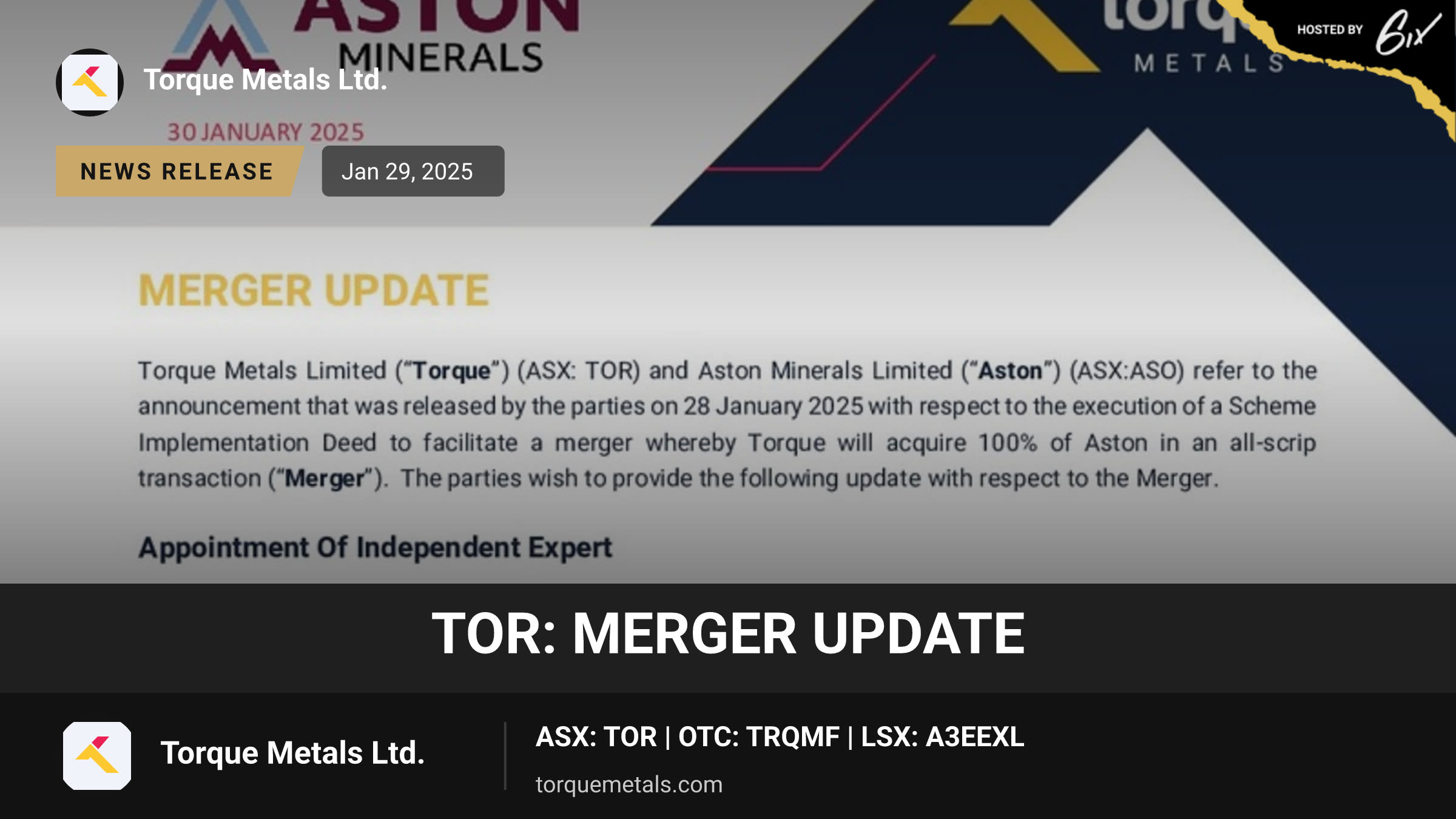 TOR: Merger Update