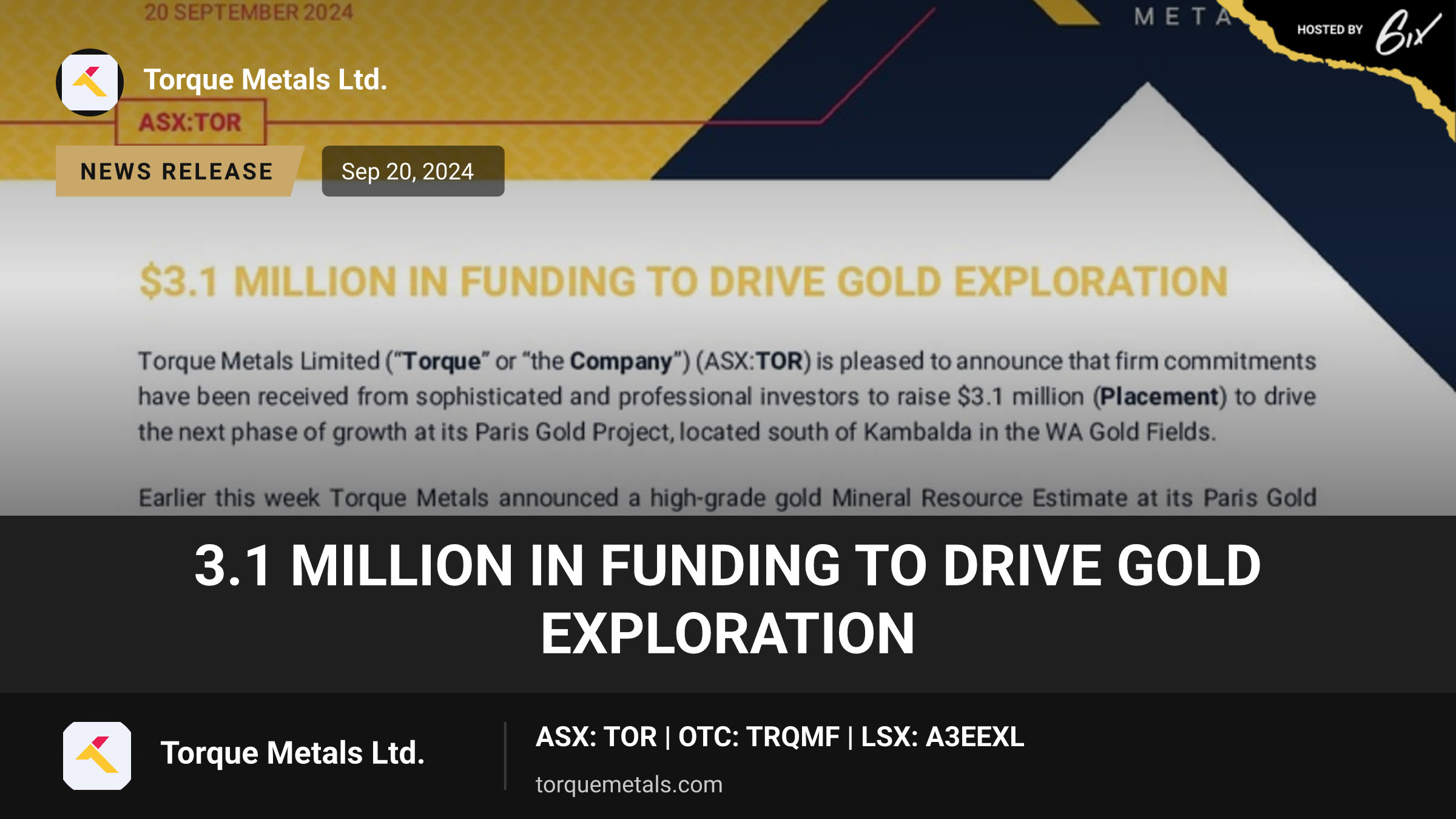 3.1 million in Funding to Drive Gold Exploration