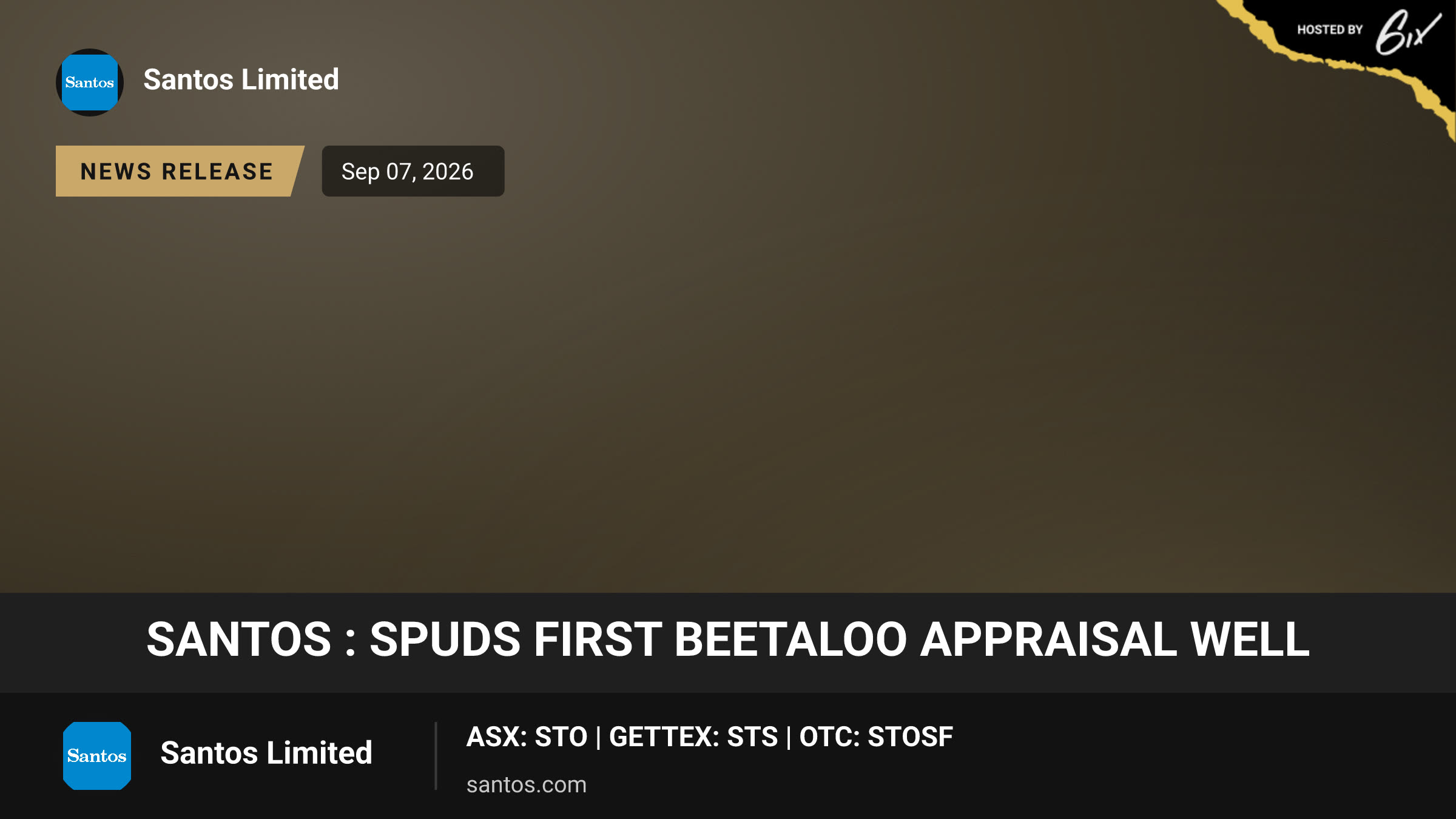 Santos : spuds first Beetaloo appraisal well