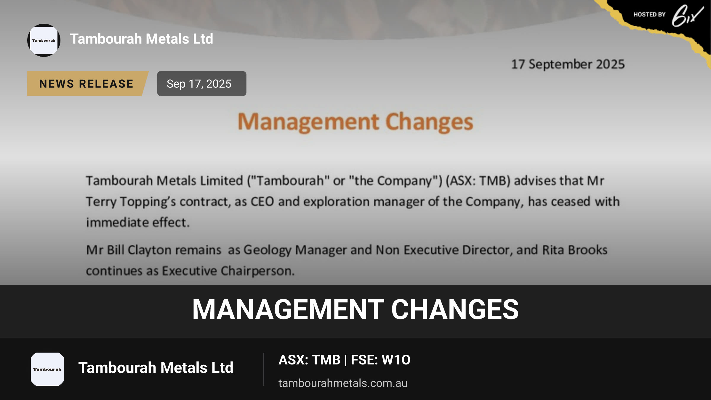 Management Changes
