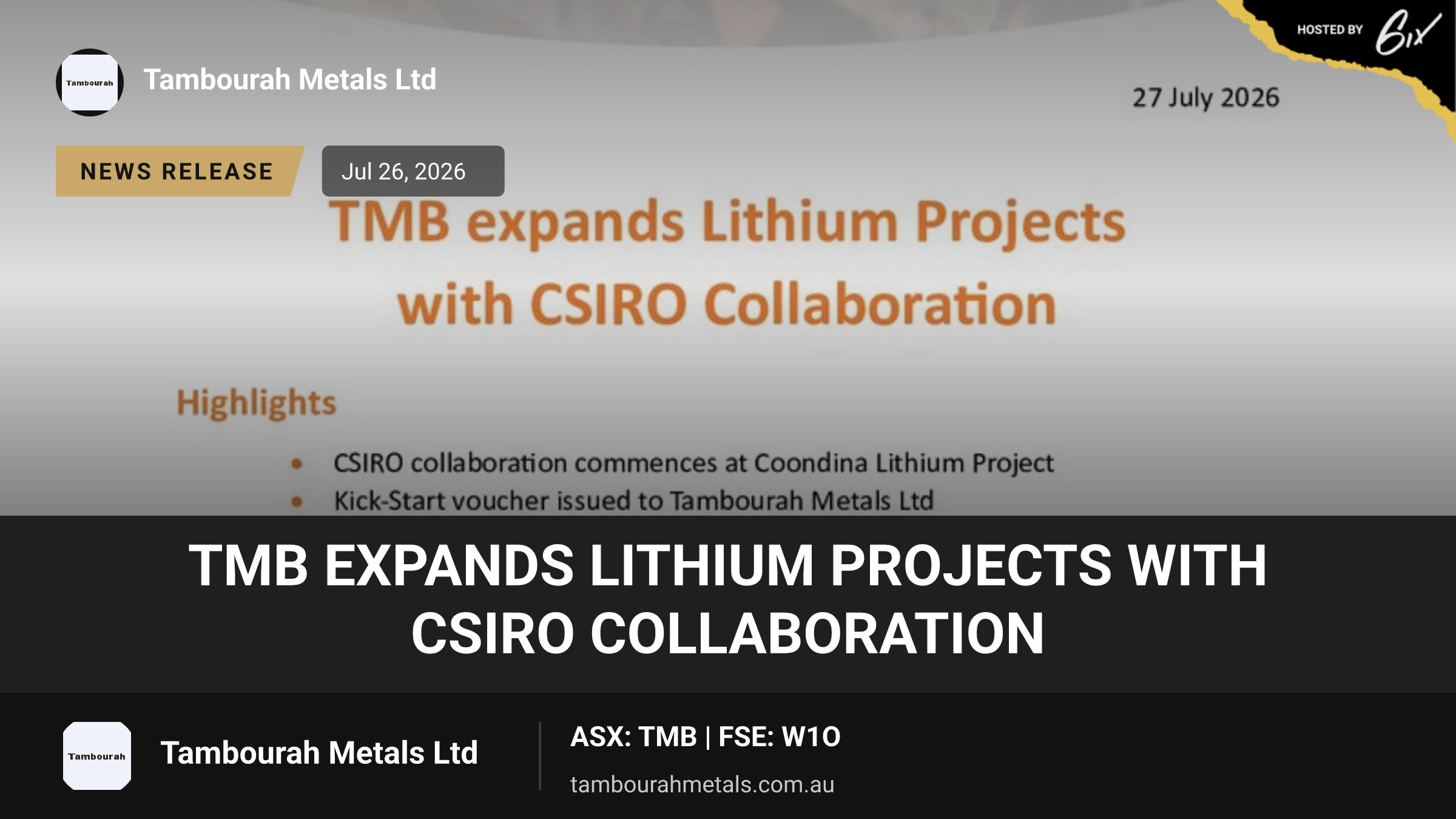 TMB expands Lithium Projects with CSIRO Collaboration